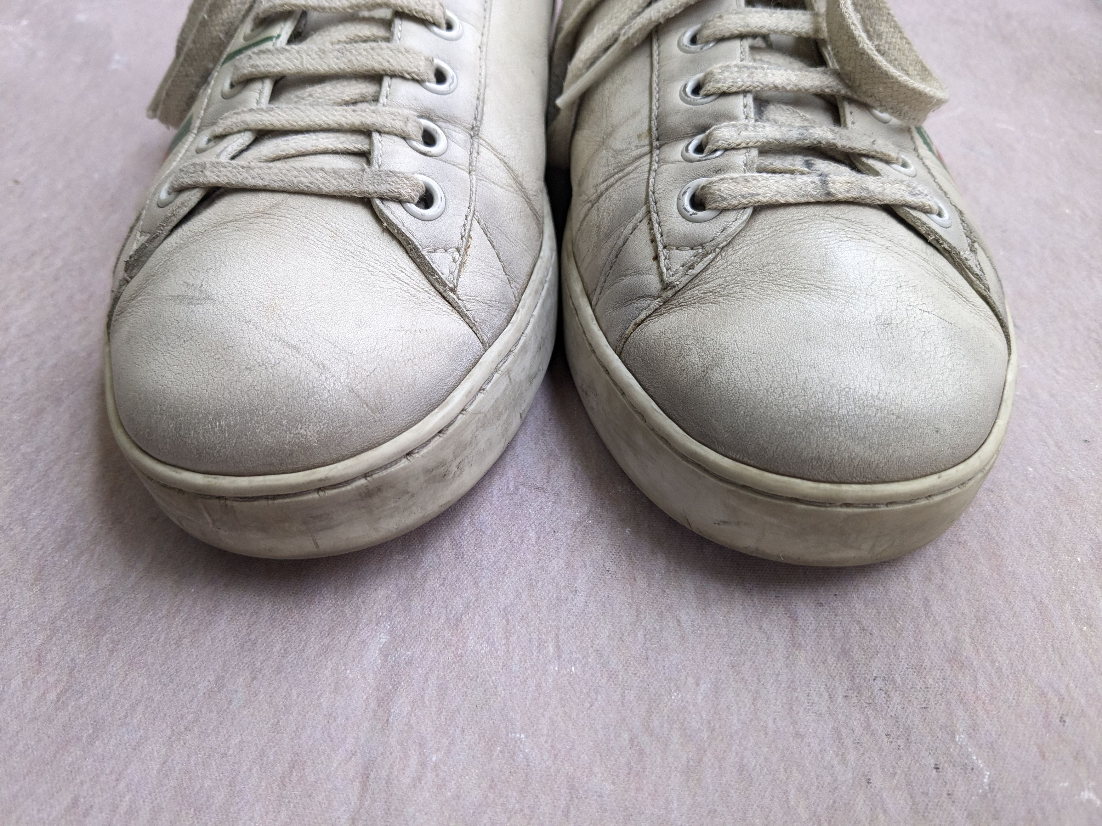 Gucci Gucci Ace Sneakers White 8.5 Distressed Low Tops Leather Size US 8.5 / EU 41-42 - 2 Thumbnail