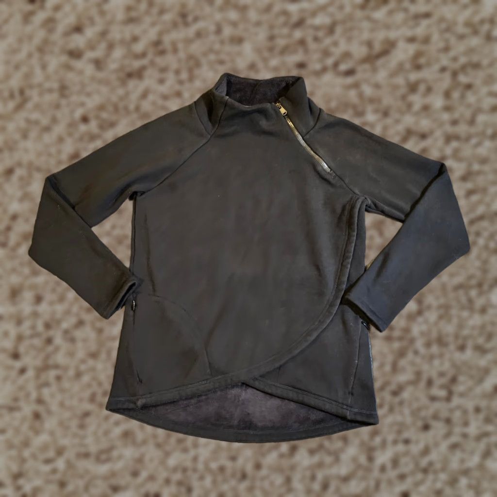 Athleta Athleta Sweater Womens Medium Black Cozy Karm Asym Open Zipper Casual Size M / US 6-8 / IT 42-44 - 1 Thumbnail