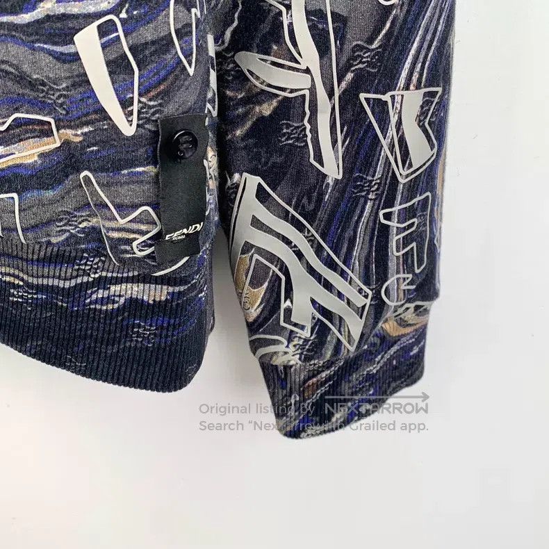 Fendi Fendi Dark Blue Logo Graffiti Printed Cotton Hooded Drawst Size US S / EU 44-46 / 1 - 4 Thumbnail