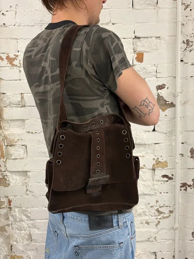Dolce & Gabbana SS2002 Dolce & Gabbana Brown Suede Messenger Eyelet Bag Size ONE SIZE - 2 Thumbnail