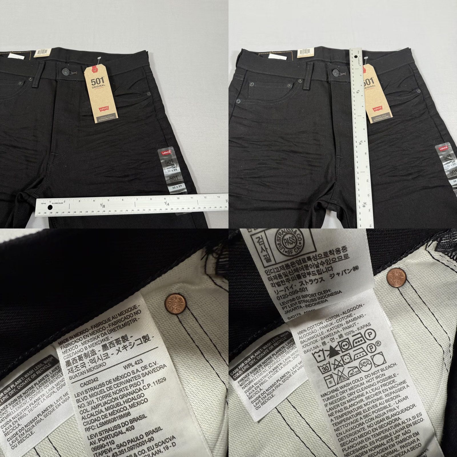 Levi's Levi's 501 Jeans Mens 32x29 Black Denim Straight Regular Fit Cotton Pants Western Cowboy Leather Patch Size US 32 / EU 48 - 8 Thumbnail