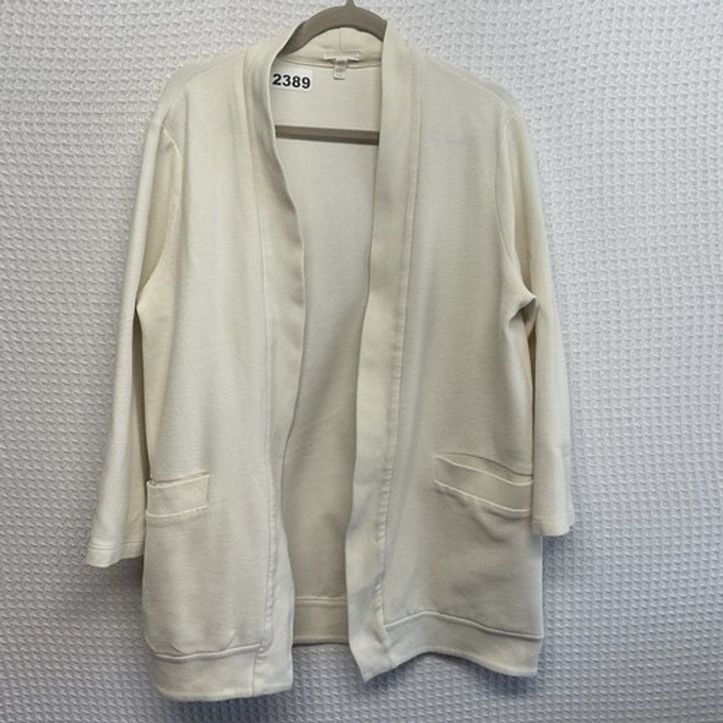 Eileen Fisher Eileen Fisher Ivory Pockets Open Front Cardigan Women M Size M / US 6-8 / IT 42-44 - 1 Thumbnail