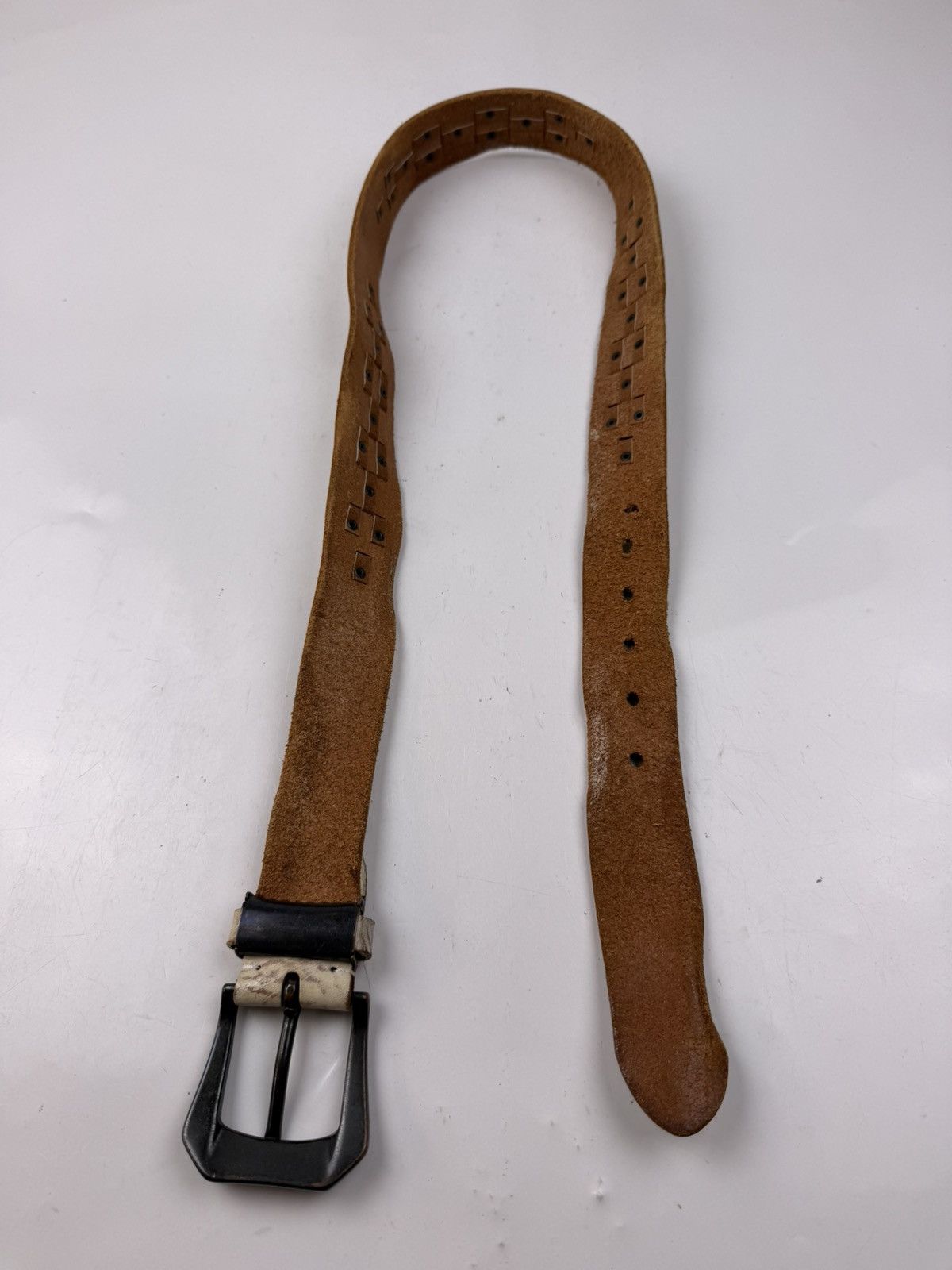Japanese Brand rare design studded leather belt tc54 Size 36 - 5 Thumbnail
