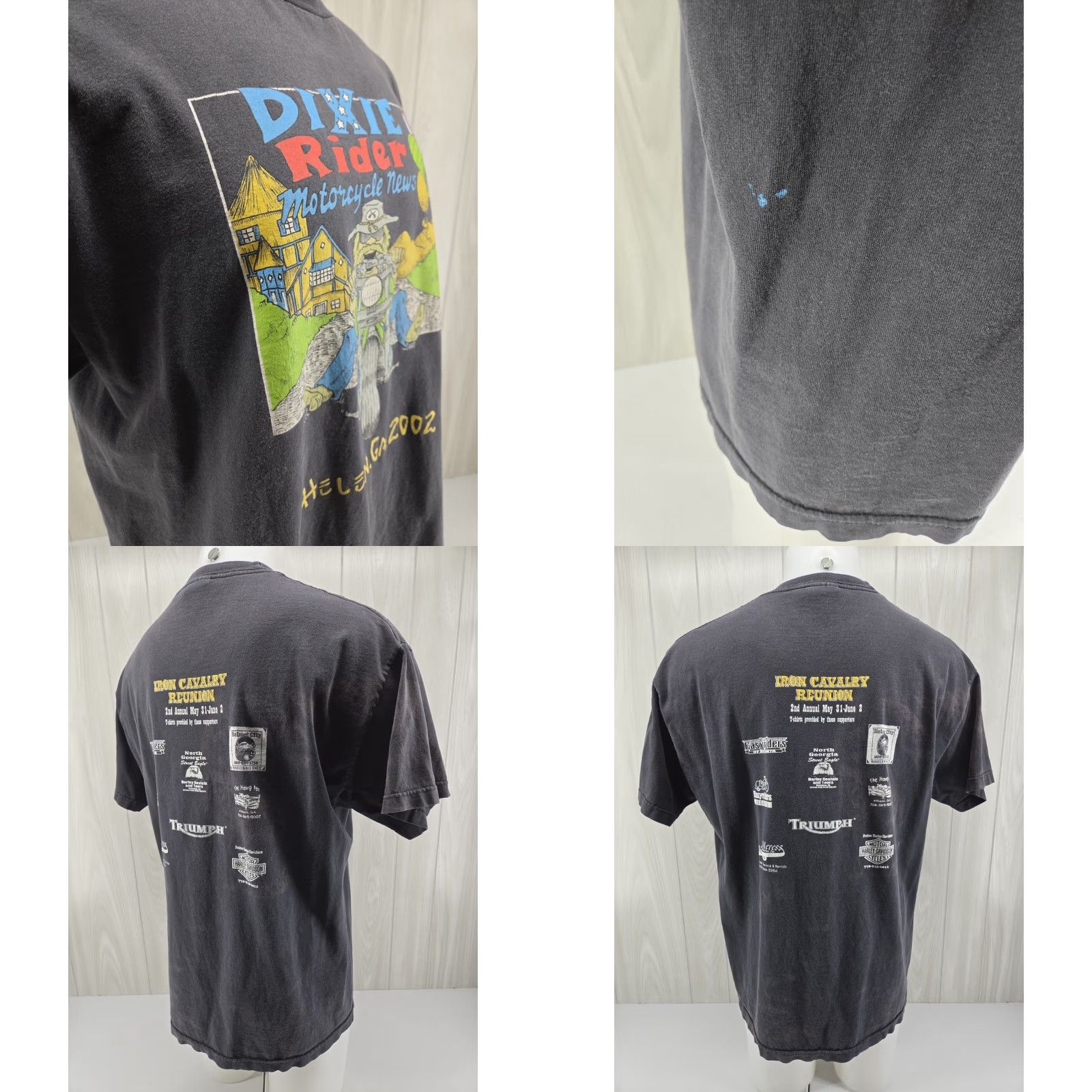 Vintage VINTAGE Heavy Distressed Dixie Rider Motorcycle Helen GA 2002 Men's XL Shirt Size US XL / EU 56 / 4 - 9 Thumbnail