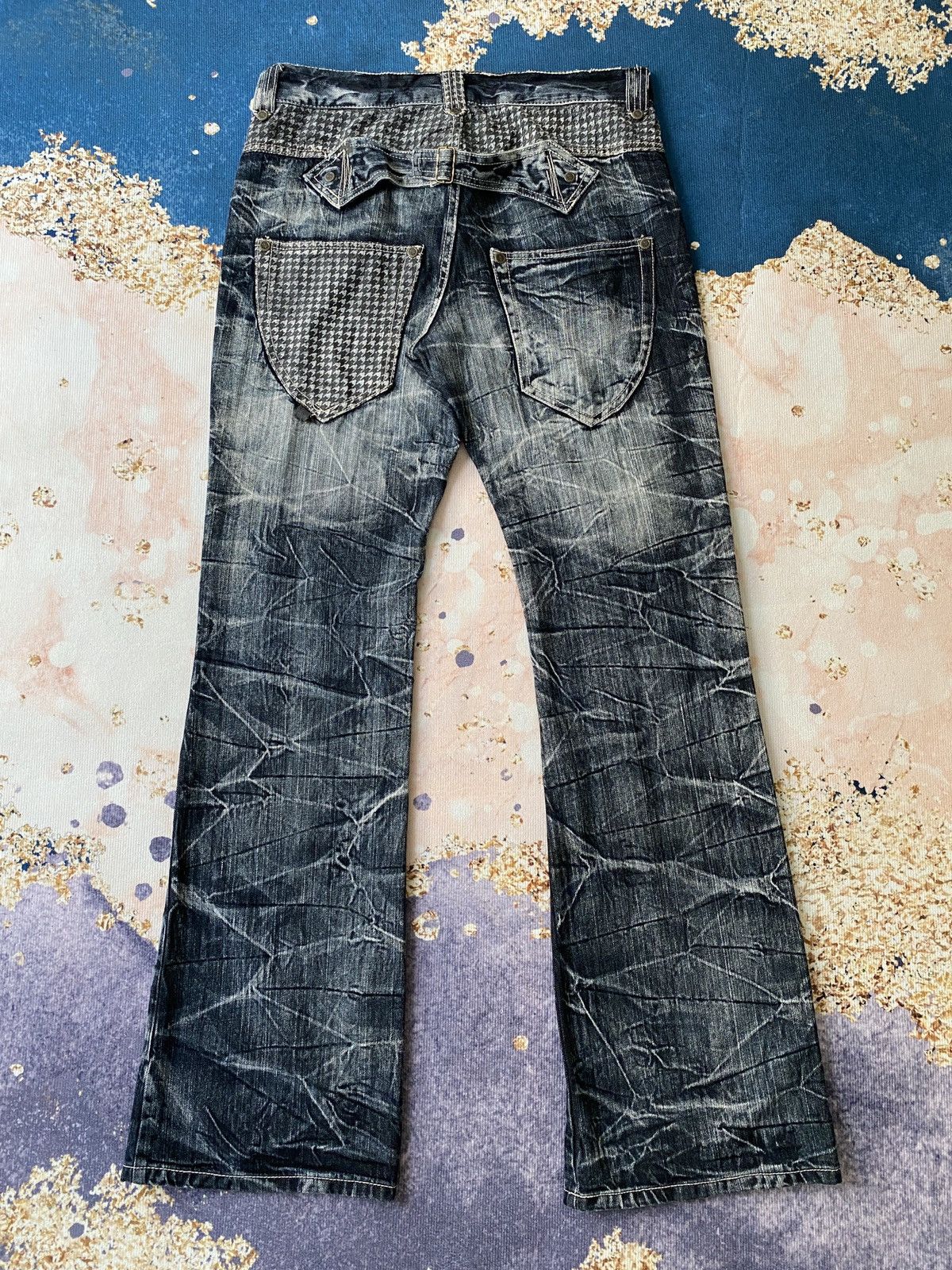 If Six Was Nine × Japanese Brand × Tornado Mart 2000s - Salty Dog Claws Mark Buckle Back Flare Denim Size US 32 / EU 48 - 6 Thumbnail