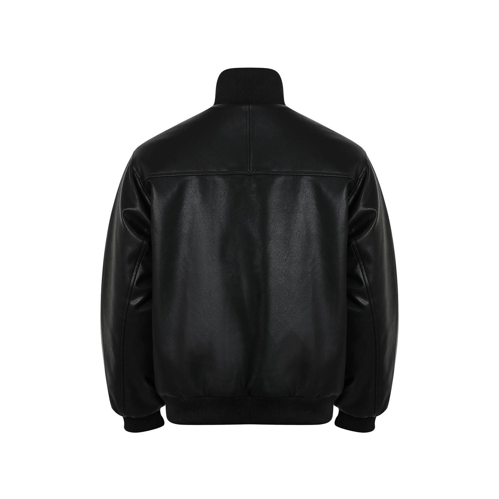 Leather Black Faux Leather Bomber Jacket with Fur Lining Size US M / EU 48-50 / 2 - 3 Thumbnail