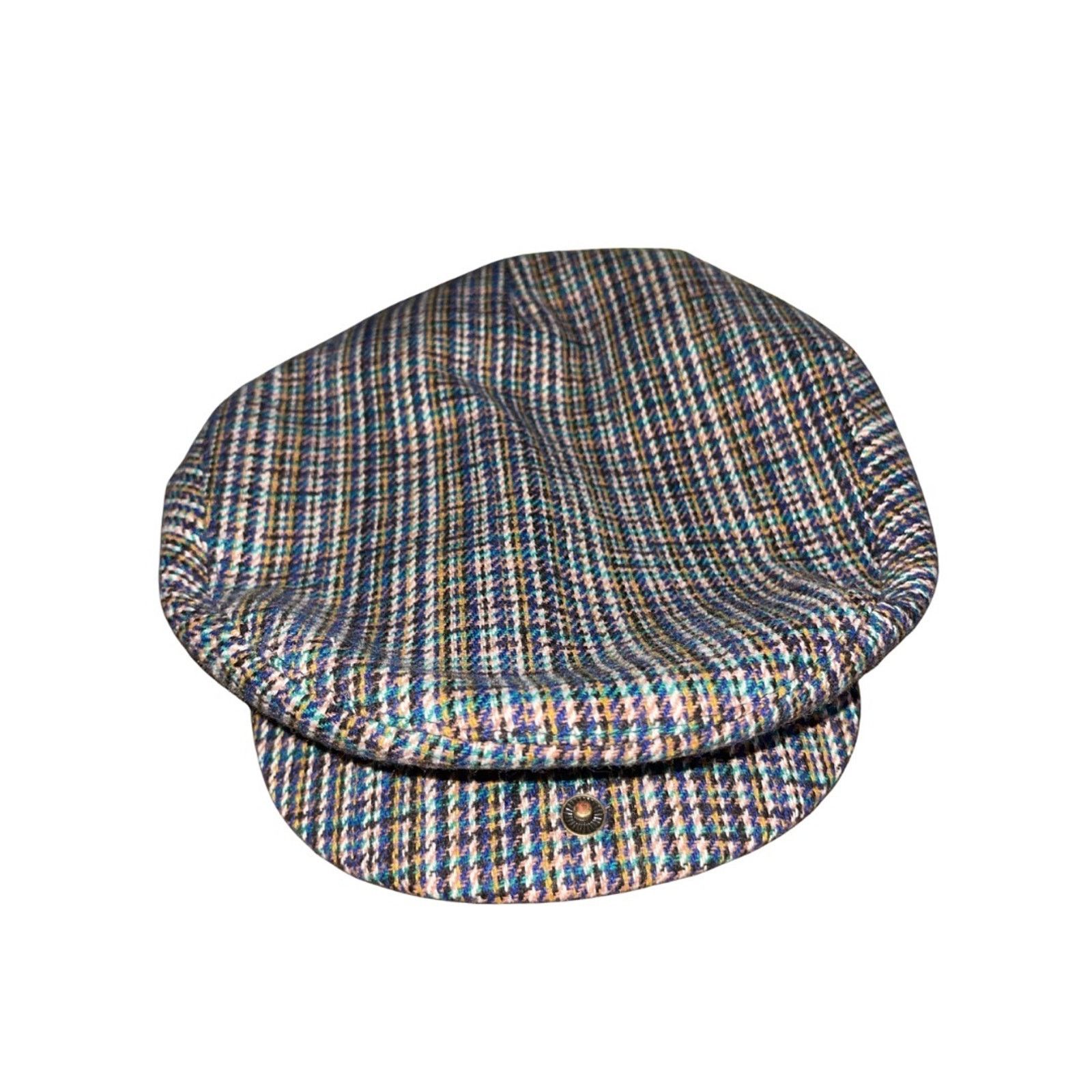 Brixton Hooligan Snap Cap Blue Plaid Size Medium 7 1/2 Newspaper Boy Size ONE SIZE - 1 Thumbnail
