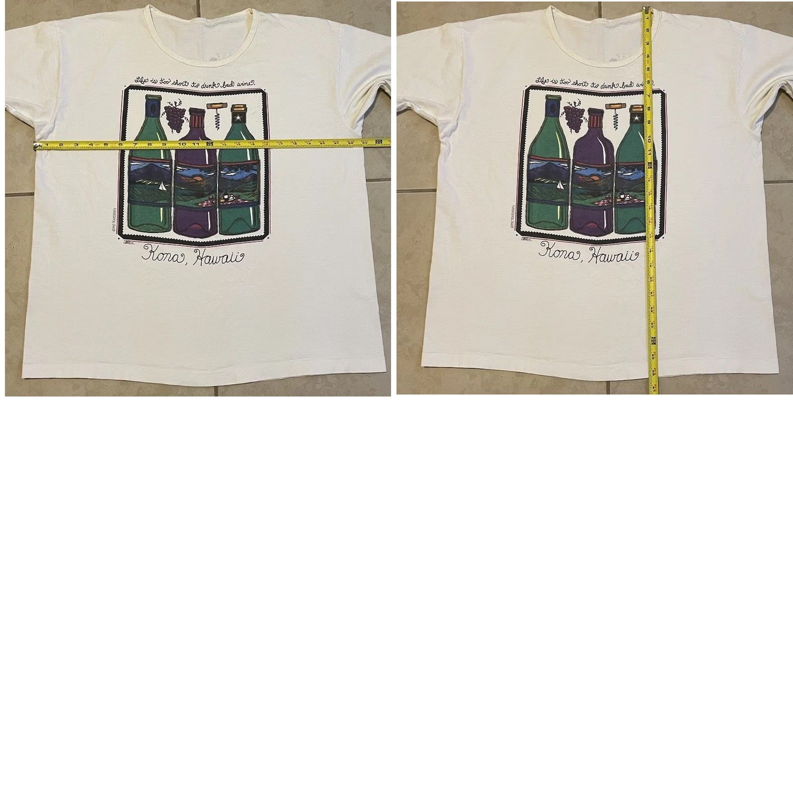 Vintage VINTAGE 90s Hawaii Life’s Too Short To Drink Bad Wine Faded Shirt XL Women White T-Shirt Funny Size XL / US 12-14 / IT 48-50 - 9 Thumbnail