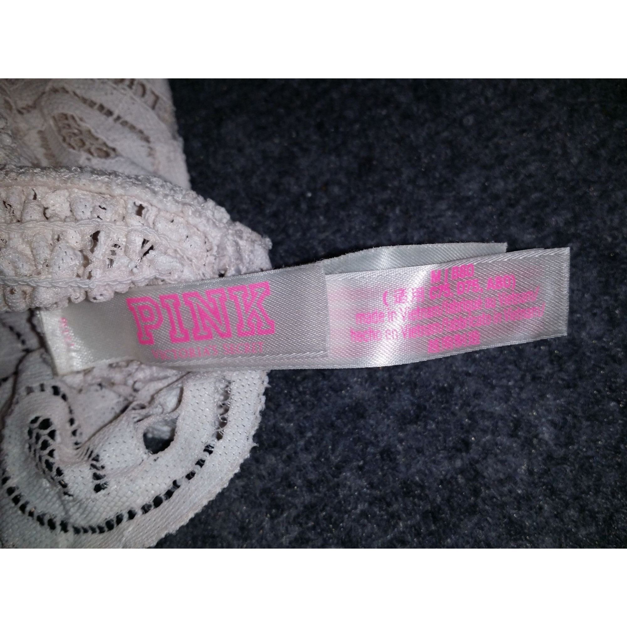 Victoria's Secret Victoria's Secret Pink Halter Bralette Women Sz M White Lace Size ONE SIZE - 4 Thumbnail