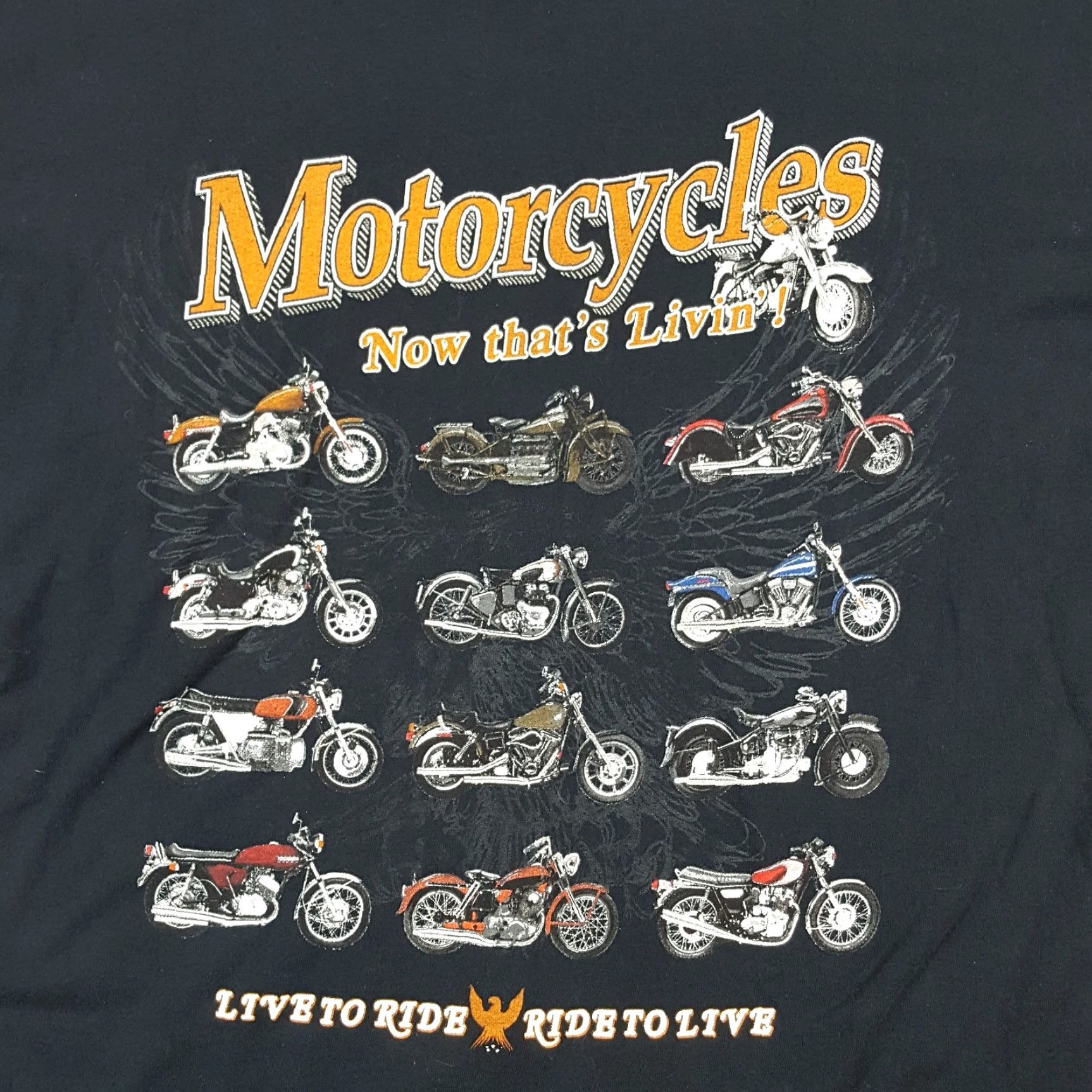 Fruit Of The Loom VINTAGE Motorcycle T-Shirt Men 2XL Black Biker Eagle Grunge Retro Y2K Size US XXL / EU 58 / 5 - 2 Thumbnail