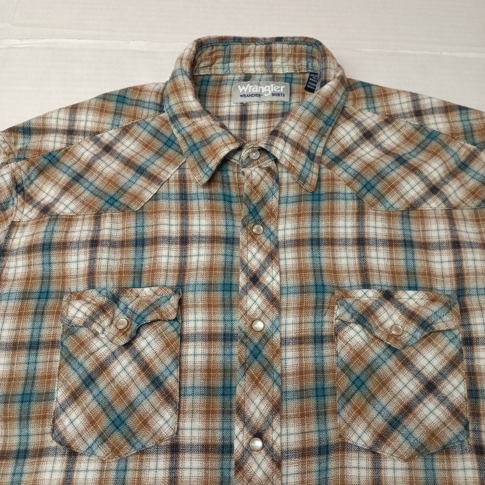 Wrangler Wrangler Wrancher Shirt Men's 2XL Brown Plaid Flannel Snap Size US XXL / EU 58 / 5 - 3 Thumbnail