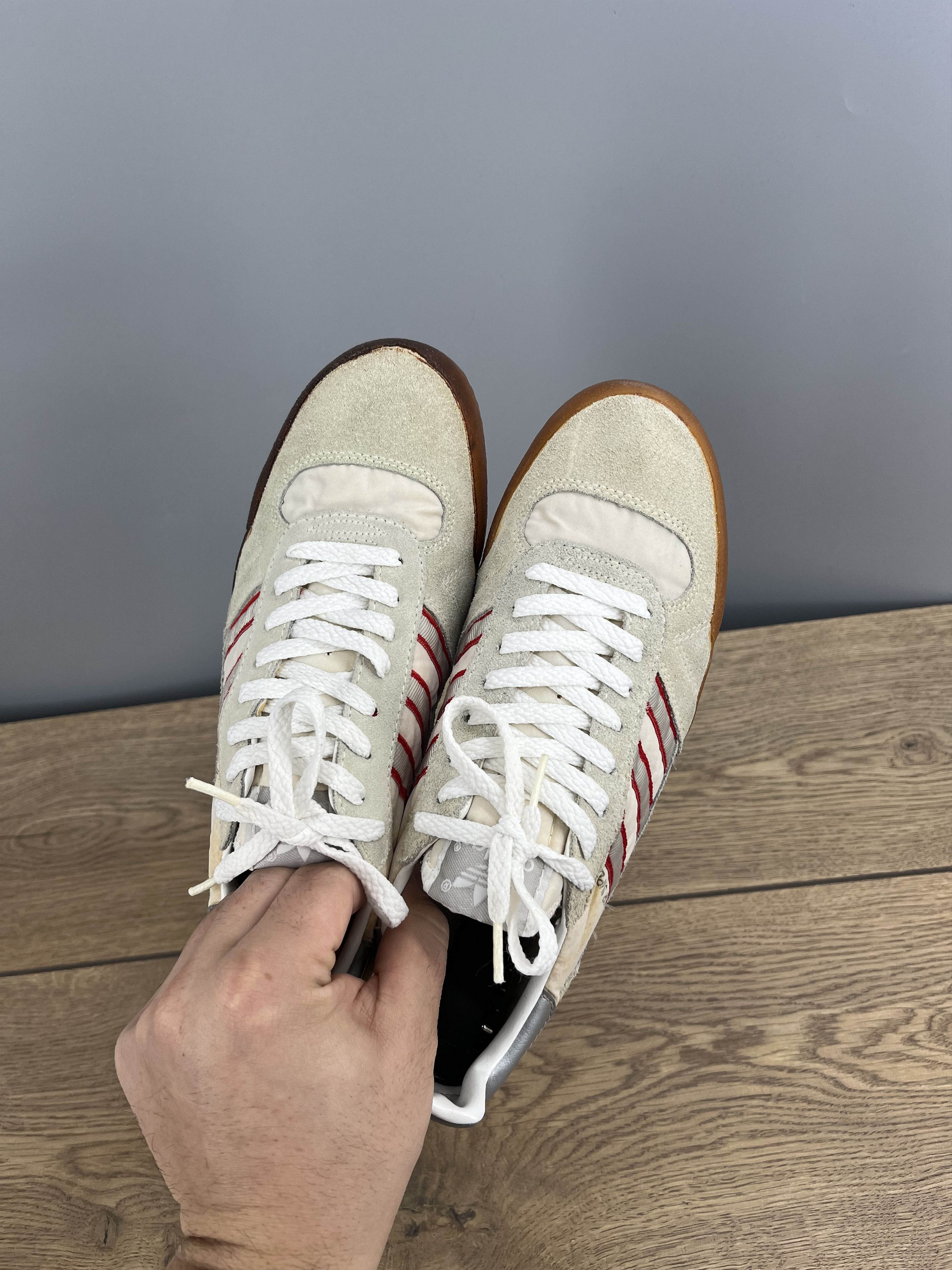 Adidas adidas Indoor Super II Vintage Suede Sneakers Cream Red Size US 7 / IT 37 - 15 Thumbnail