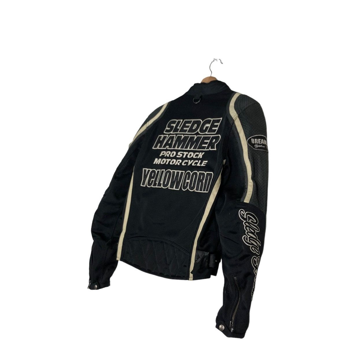 🔥VINTAGE BIKER RACING JACKET YELLOW CORN SLEDGE HAMMER