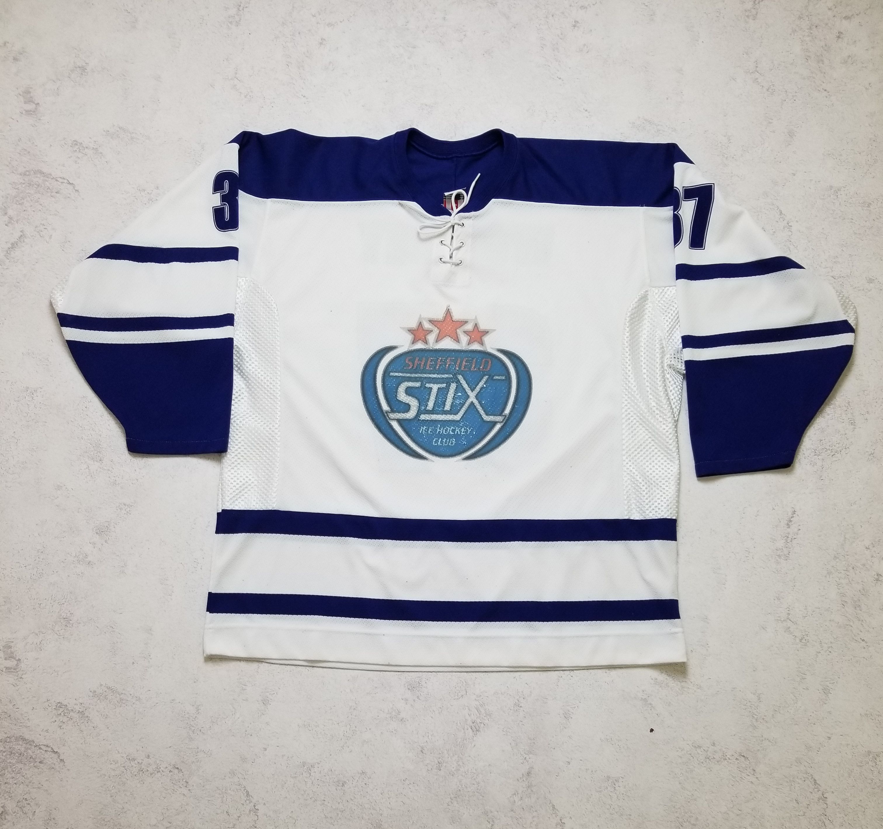 Ccm Air-Knit Sheffield Stix #37 Woolley Ice Hockey Club Jersey Size US XL / EU 56 / 4 - 1 Thumbnail