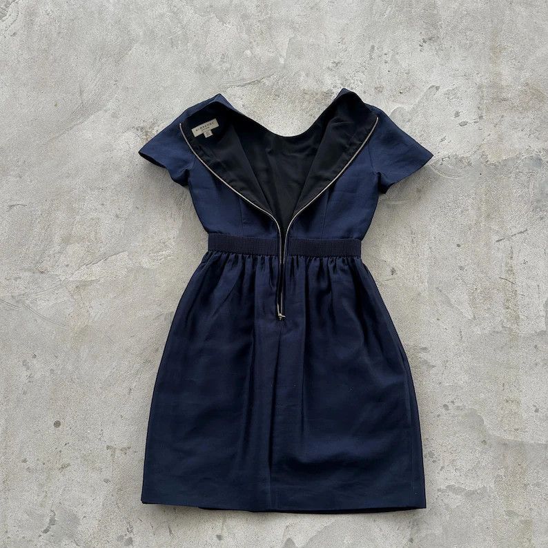 Burberry Burberry London Women's Navy Blue Short Sleeve Dress EU S Size S / US 4 / IT 40 - 7 Thumbnail