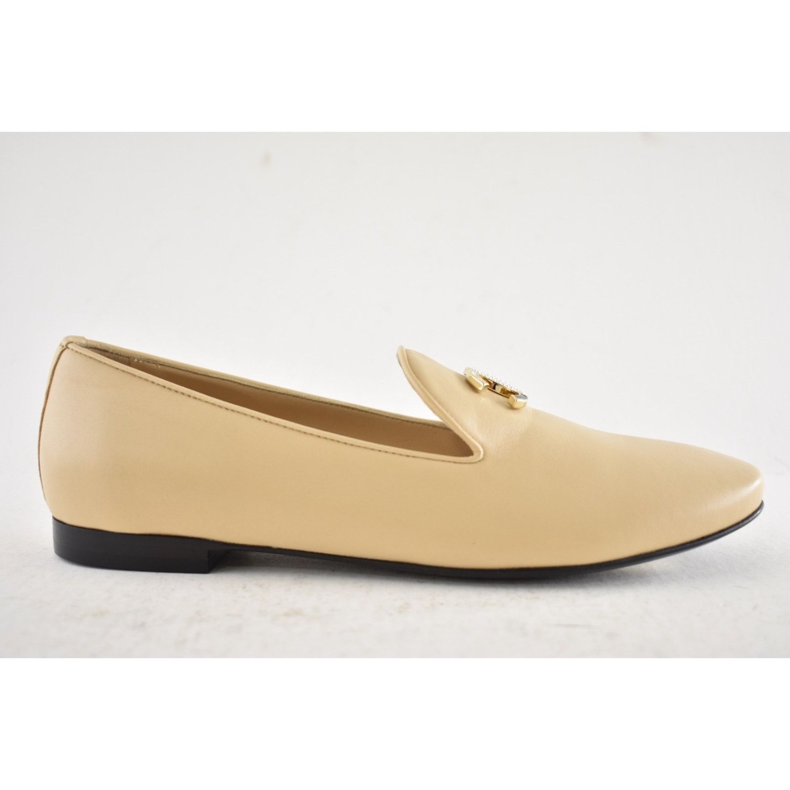Chanel Chanel 18A Beige Lambskin Pearl Crystal CC Logo Moccasin Size US 6 / IT 36 - 2 Thumbnail