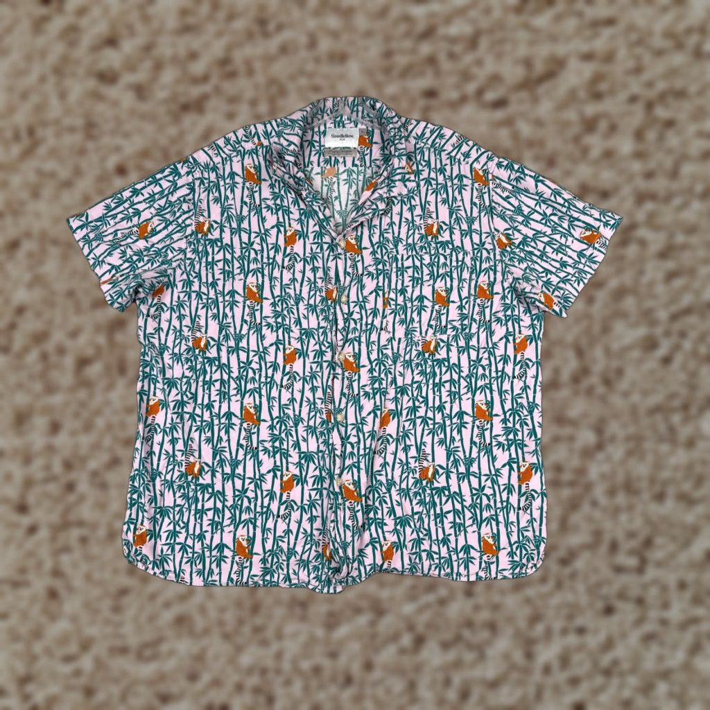 Vintage Goodfellow & Co Shirt Men XL Pink Floral Hawaiian Button-Up Rayon Size US XL / EU 56 / 4 - 1 Thumbnail