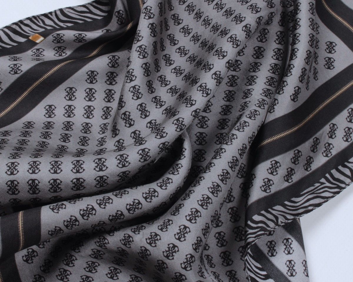 Designer × Guess GUESS Monogram Polyester Gray Square Scarf Size ONE SIZE - 2 Thumbnail