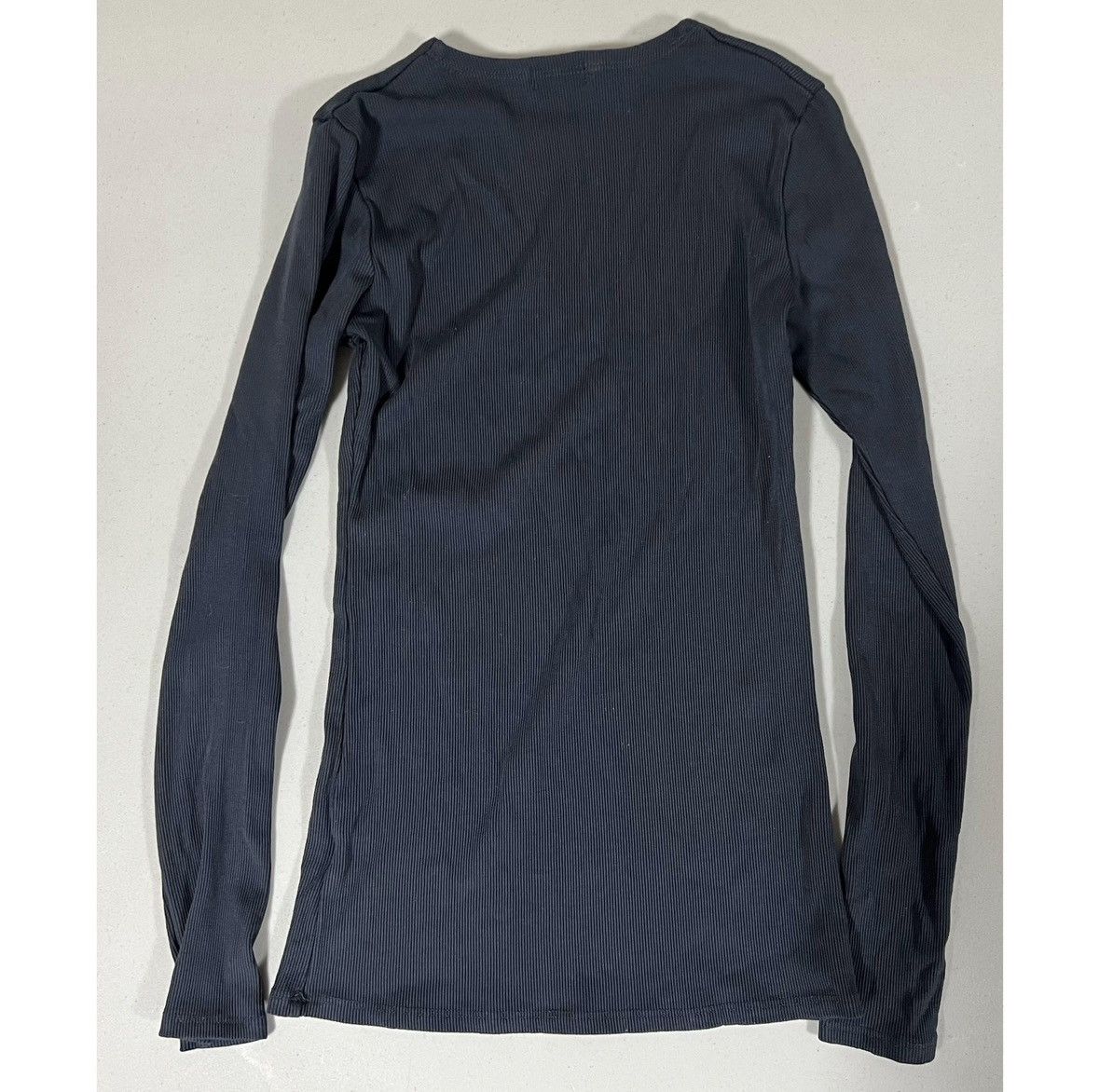 Vintage Navy Blue Ribbed Long Sleeve Crewneck T-Shirt Top Tee XS 💙✨ Size XS / US 0-2 / IT 36-38 - 2 Thumbnail