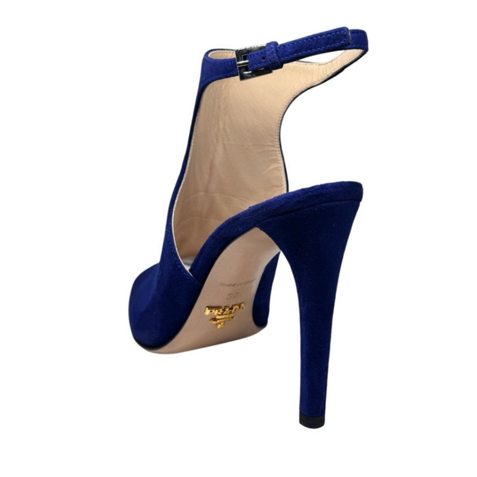 Miu Miu PRADA NAVY BLUE SUEDE MULE ANKLE HIGH HEEL SHOES 37 7 Size US 7 / IT 37 - 7 Thumbnail