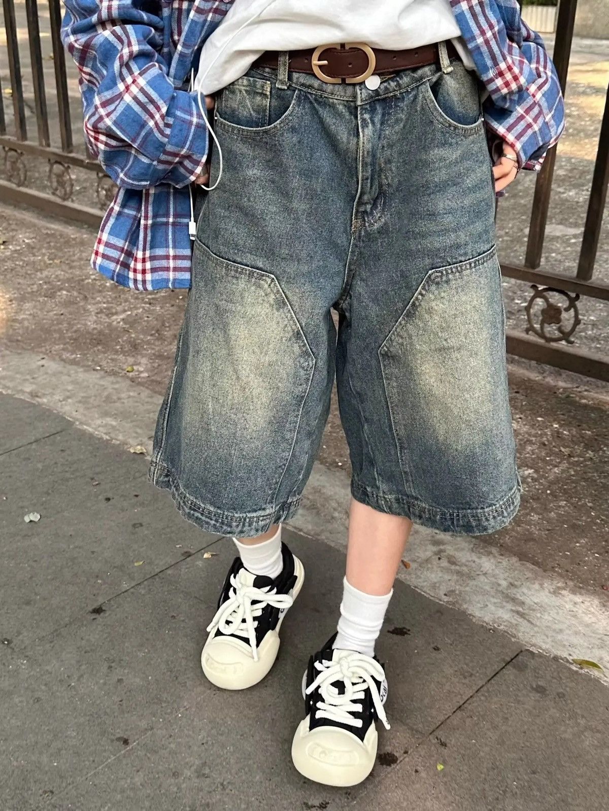 Japanese Brand × Vintage Streetwear Retro Washed Blue Straight Jorts Shorts Size US 30 / EU 46 - 1 Thumbnail