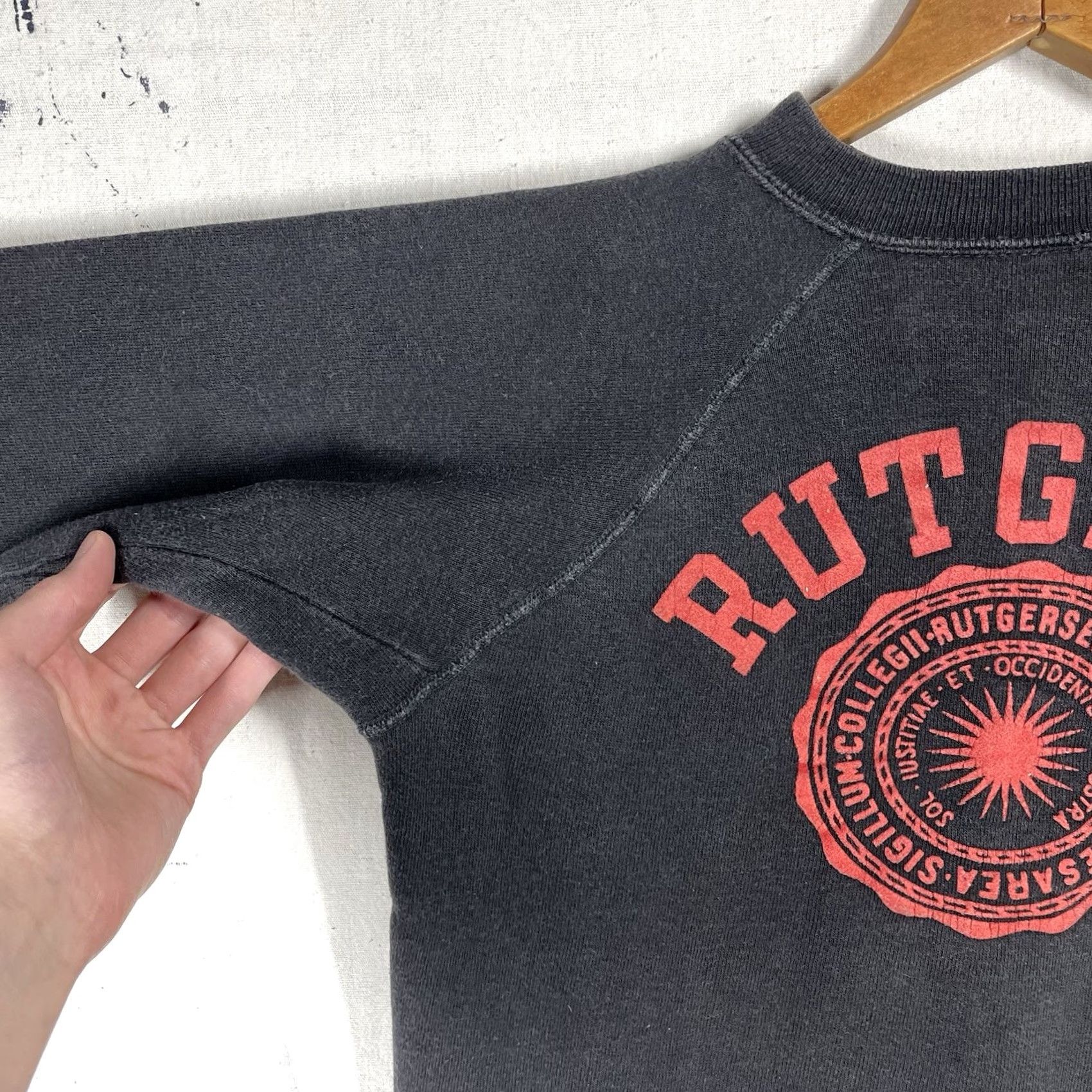 Champion VINTAGE Rutgers University Sweatshirt Champion Black S Small Flocked 1950s 60s Mens Womens Boys Girls Sportswear/Beach Size US S / EU 44-46 / 1 - 6 Thumbnail