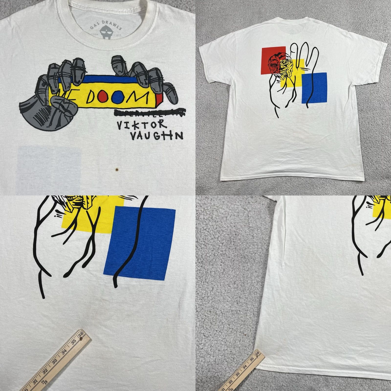 GAS Gas Drawls Mf Doom Gas Drawls Shirt Men XL White Hip Hop Graphic Supervillain 80s 90s Music Retro T-Shirt Mens XL White Cotton Short Sleeve Crew Neck Size US XL / EU 56 / 4 - 8 Thumbnail