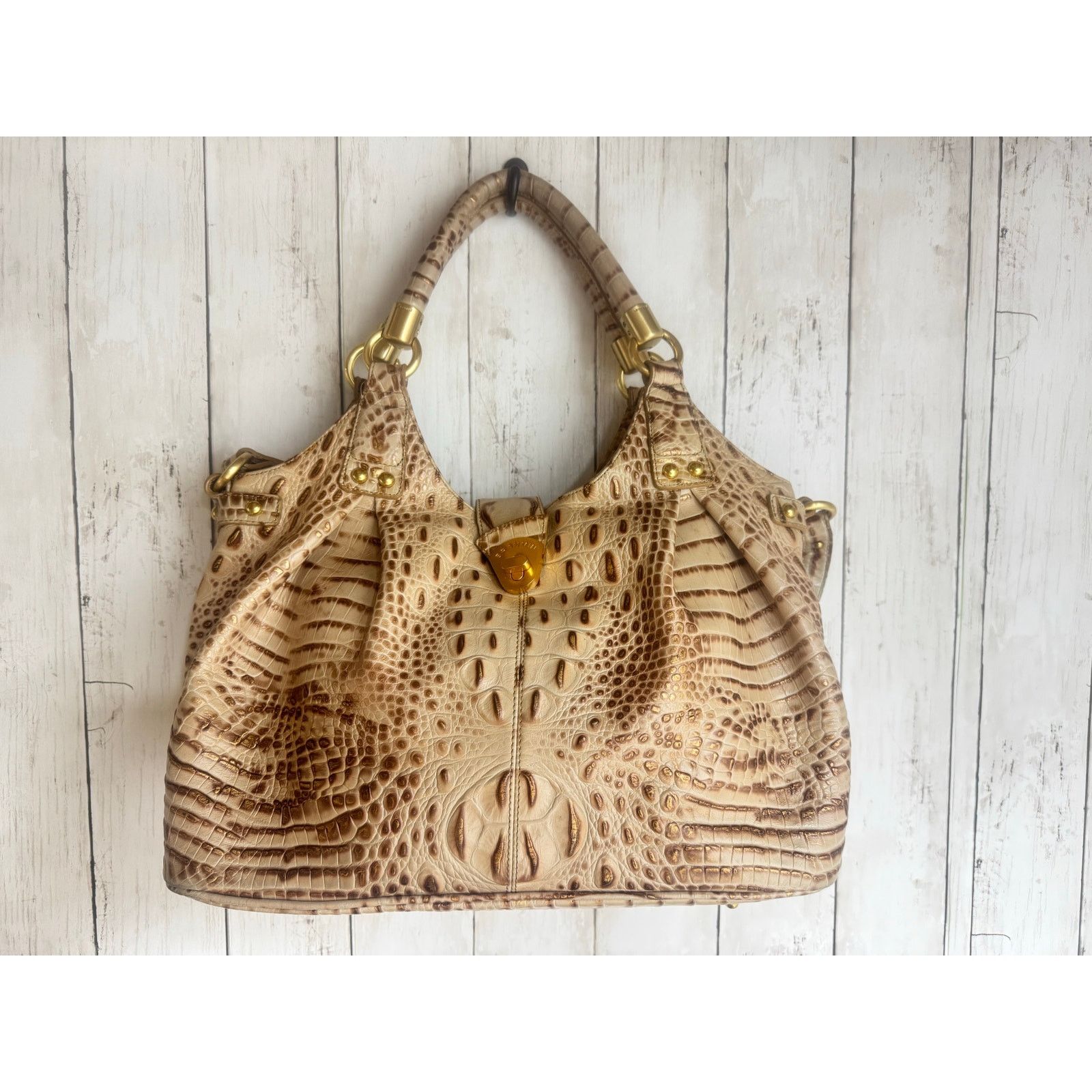 BRAHMIN Brahmin Cro embossed shoulder women bag and wallet champagne Size ONE SIZE - 3 Thumbnail