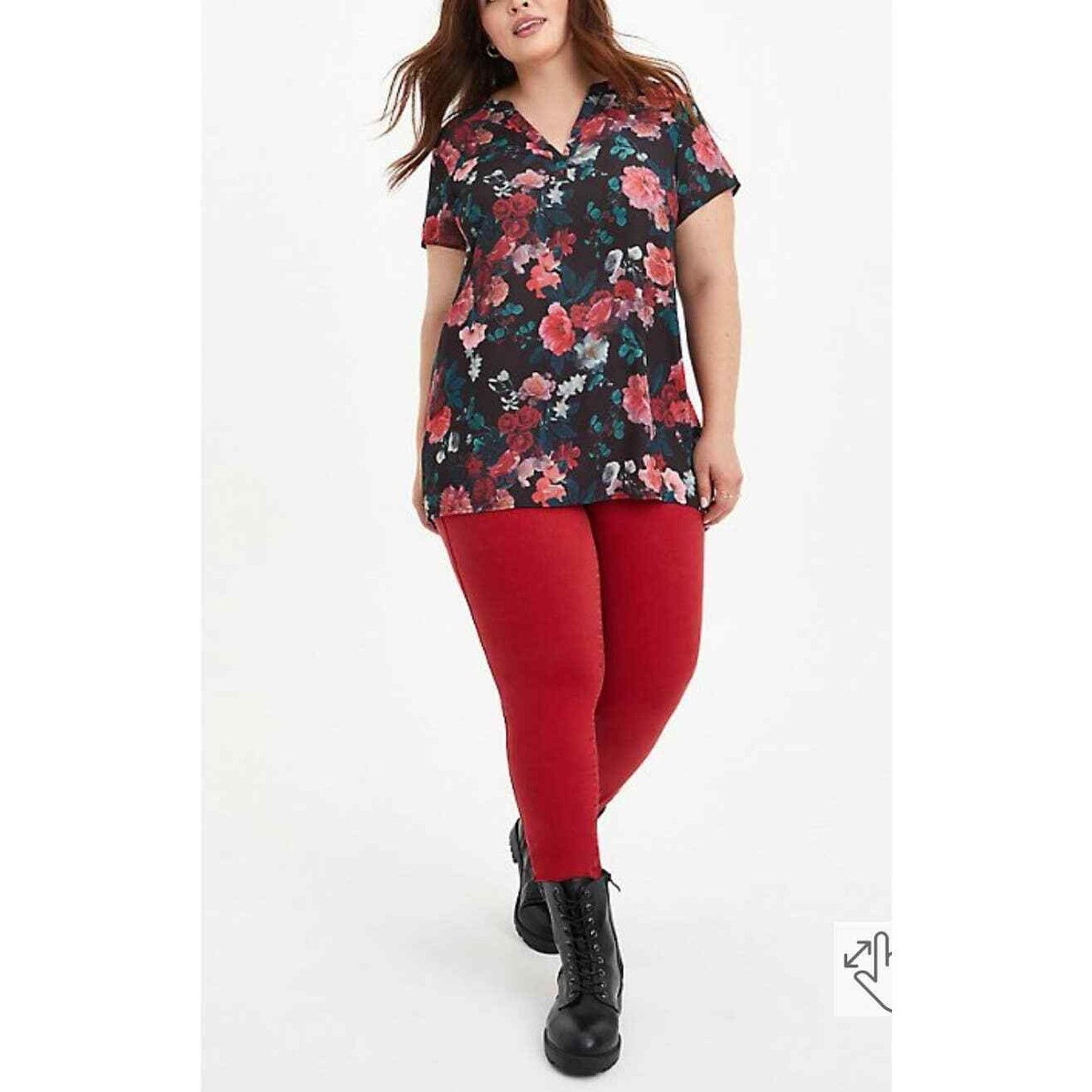 Torrid TORRID 2X BLACK FLORAL GEORGETTE HI-LOW TUNIC NWT Size XXL / US 16-18 / IT 52-54 - 2 Thumbnail
