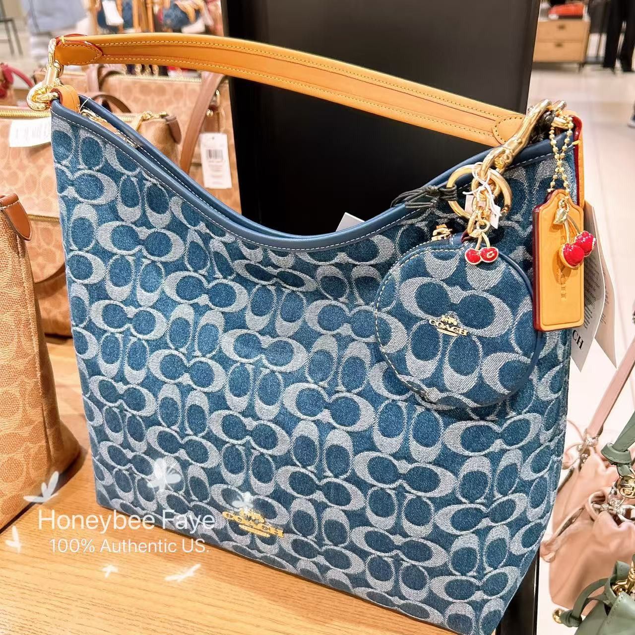 Coach Circular Coin Pouch Bag Charm In Signature Denim CZ256 Size ONE SIZE - 3 Thumbnail