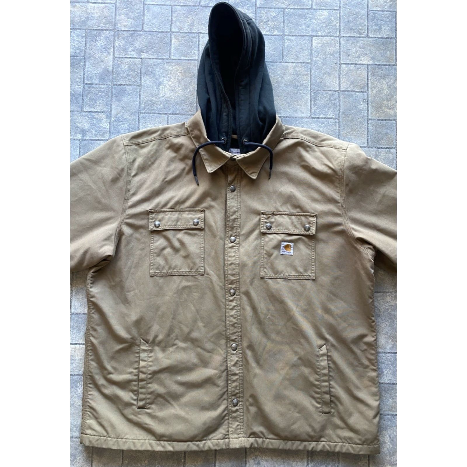 Carhartt Carhartt Jacket Hooded Snap Quick Duck Pockets Lined Men’s 2XL Size US XXL / EU 58 / 5 - 6 Thumbnail