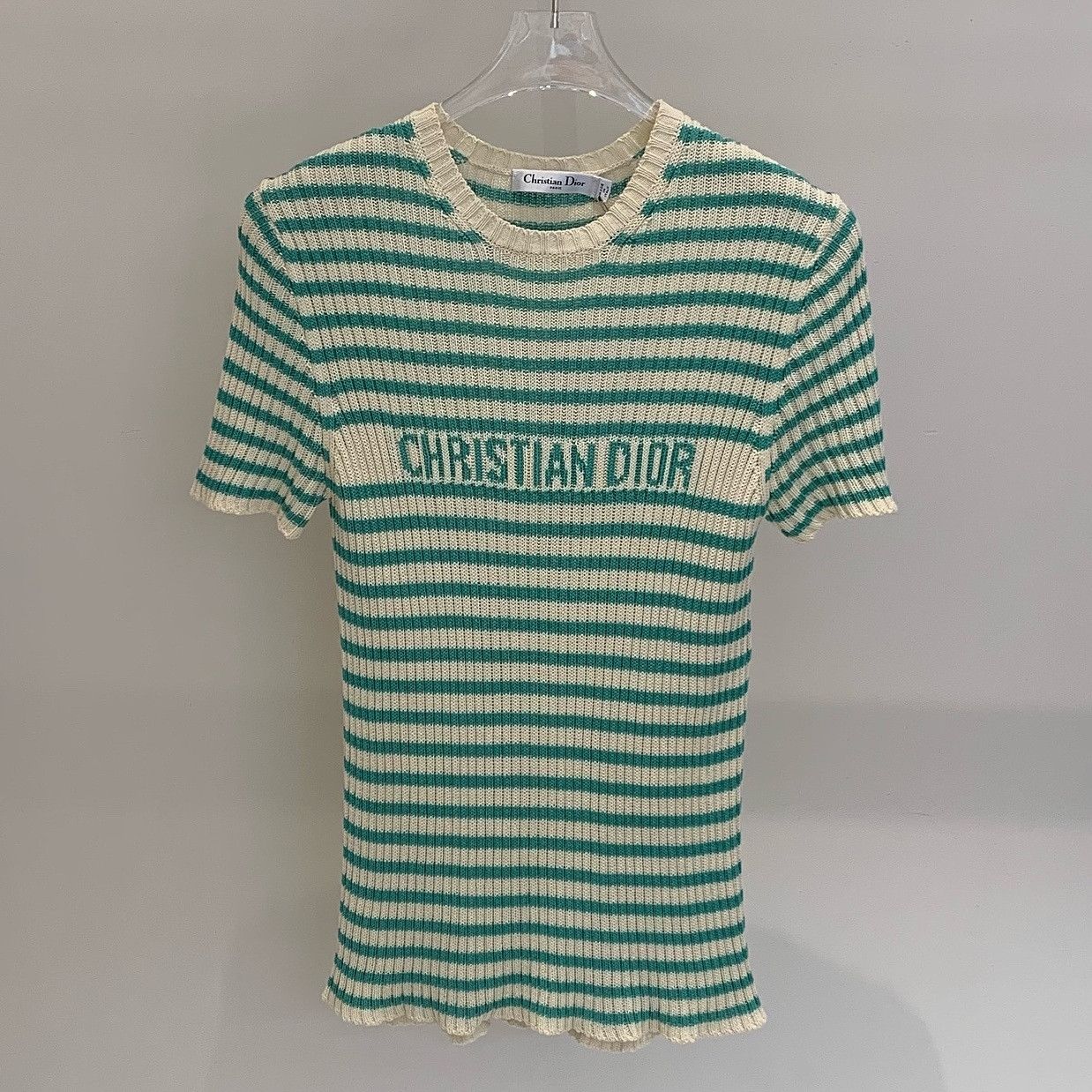 Dior Dior Striped Logo Short Sleeve Sweater Size 38 Size S / US 4 / IT 40 - 1 Thumbnail