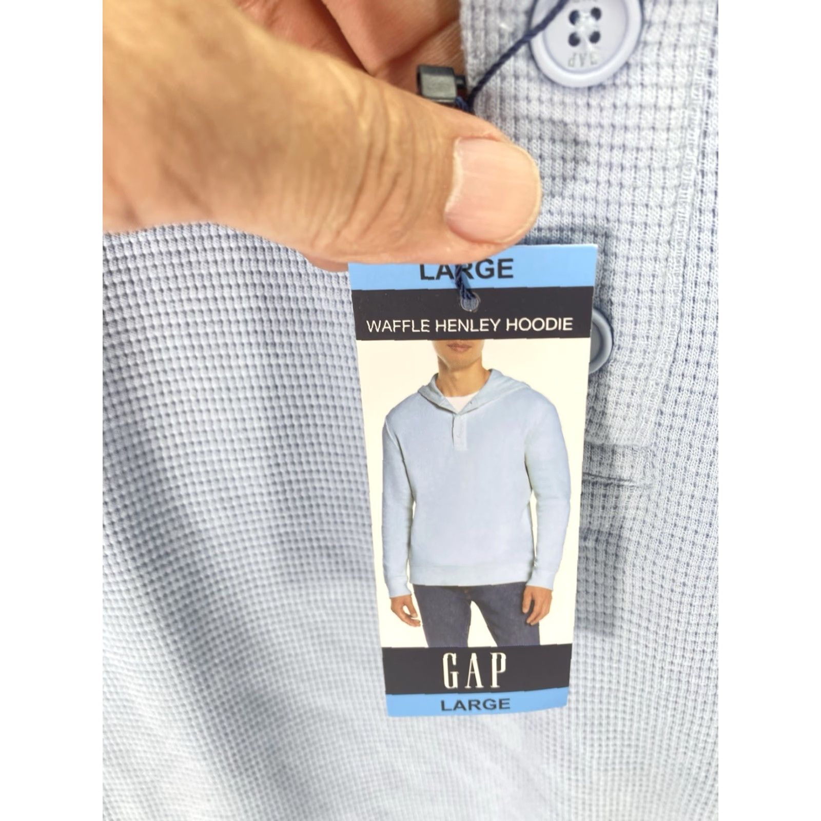 Gap VINTAGE Gap Waffle Henley Hoodie Shirt Men Large Blue Long Sleeve Pullover NWT Size US L / EU 52-54 / 3 - 4 Thumbnail
