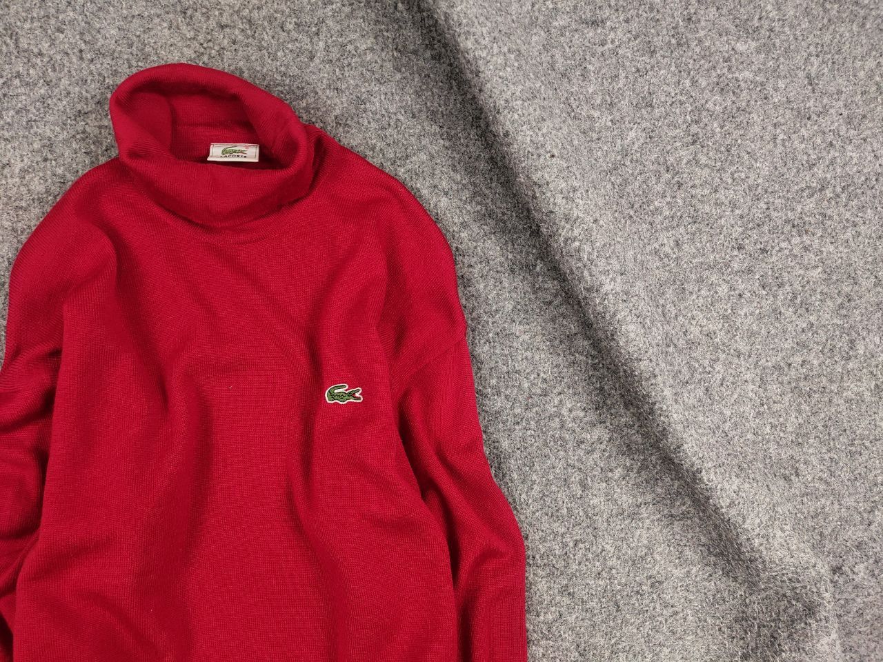 Lacoste Vintage 90's Lacoste Logo Red Wool Turtleneck Sweater Size US XL / EU 56 / 4 - 1 Thumbnail