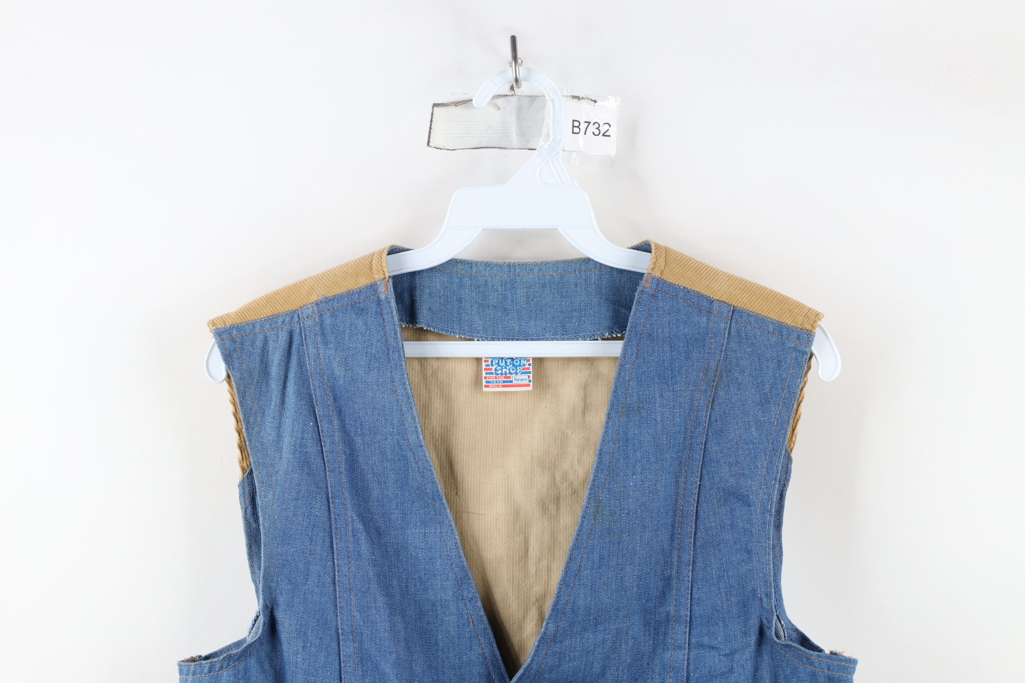 Vintage Vintage 70s Streetwear Corduroy Jean Vest Jacket Blue USA Size US XS / EU 42 / 0 - 2 Thumbnail