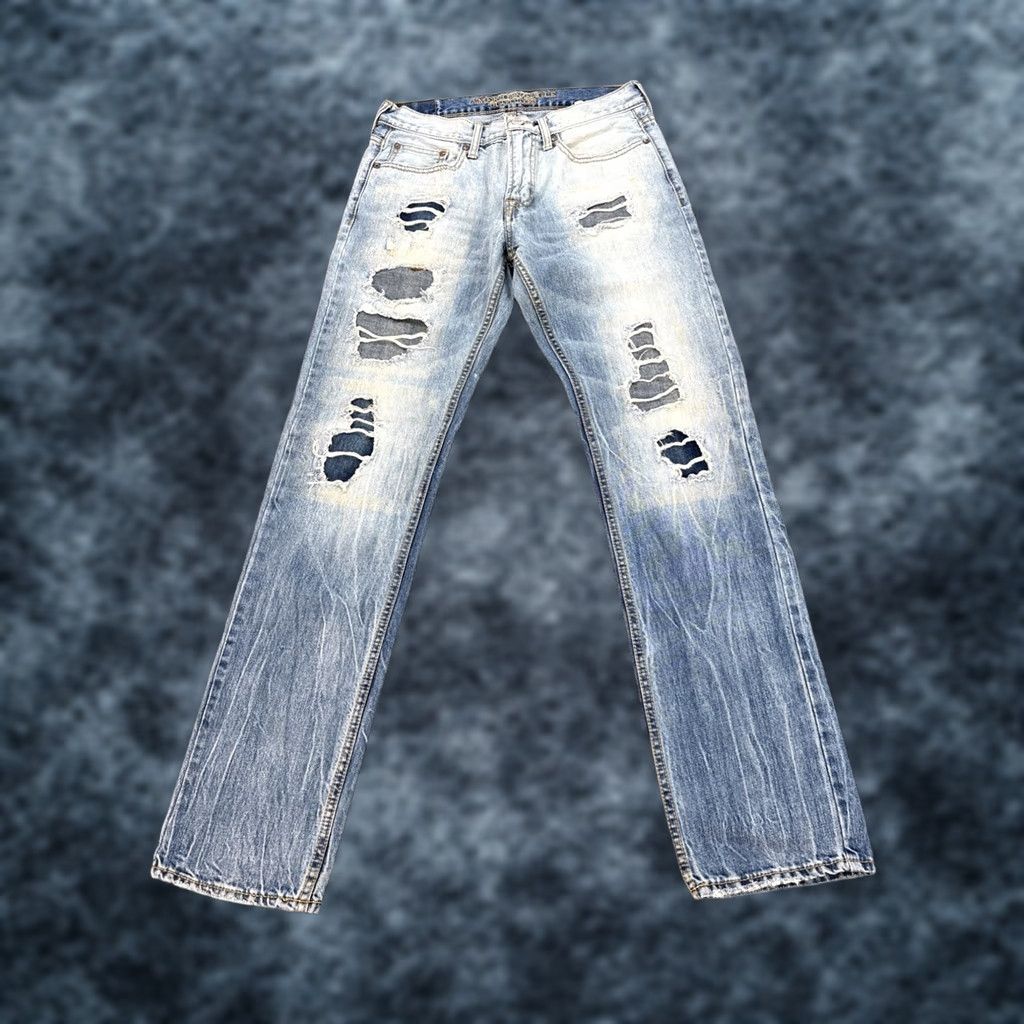 American Eagle Outfitters VINTAGE American Eagle Jeans Mens Slim Straight 30x34 Thrashed Distressed Y2K Blue Jeans Mens 30 34 Distressed Slim Straight Jeans Size US 30 / EU 46 - 1 Thumbnail