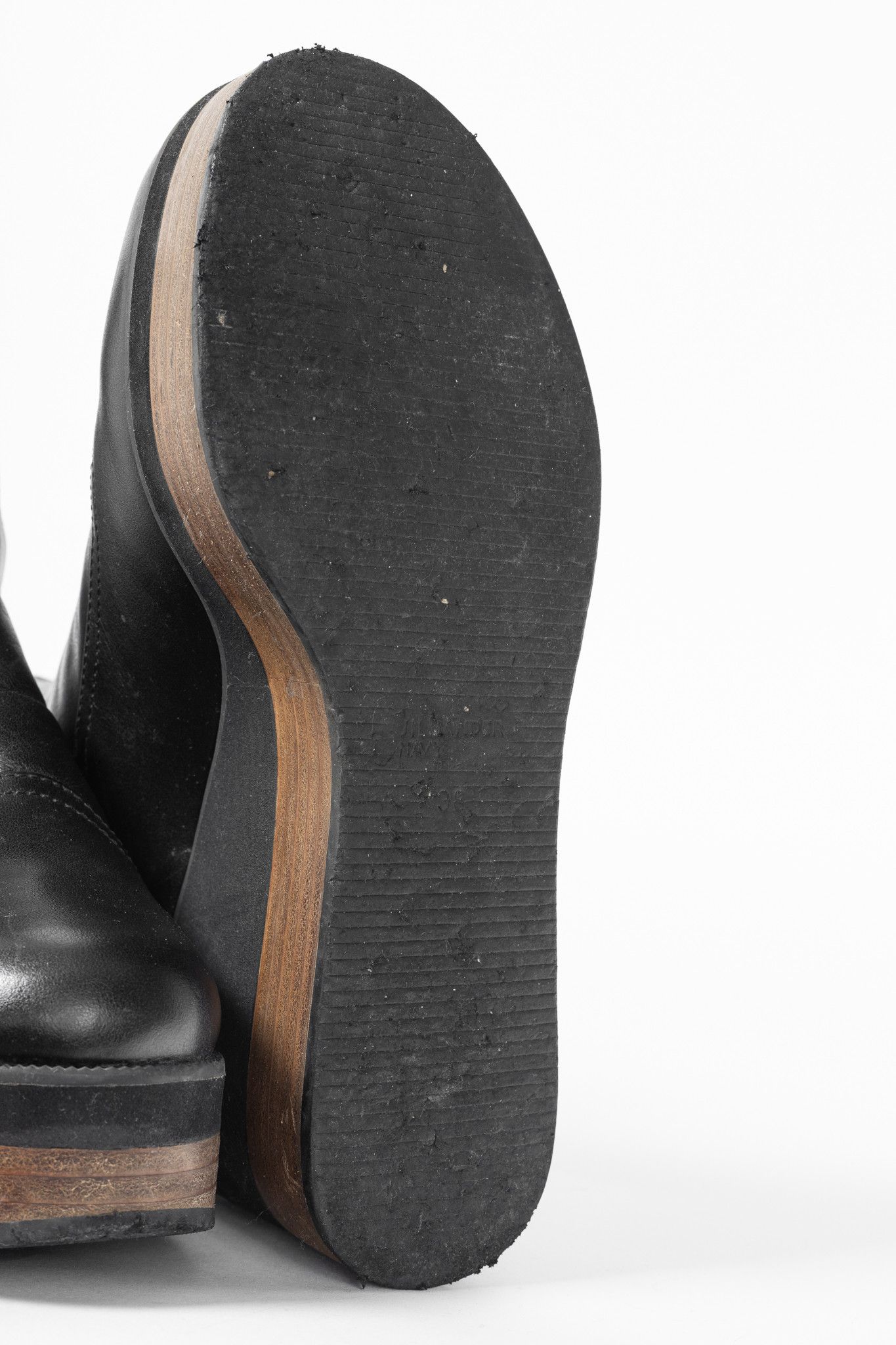 Jil Sander Jil Sander Navy Black Leather Chelsea Wedge Boots Size US 7.5 / IT 37.5 - 5 Thumbnail