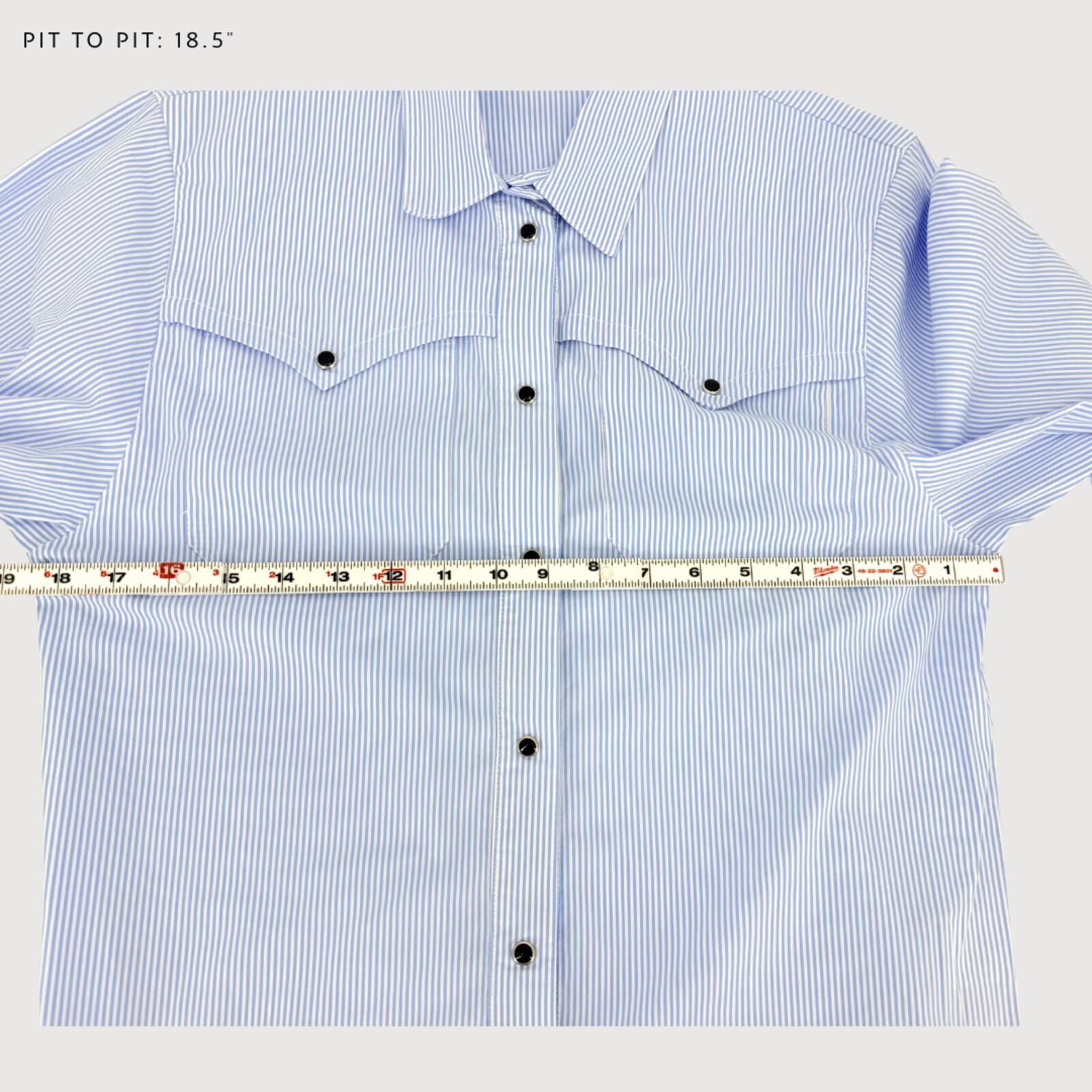 Other Merci Italia Western Snap Button Down Shirt Blue Stripe S Size S / US 4 / IT 40 - 7 Thumbnail