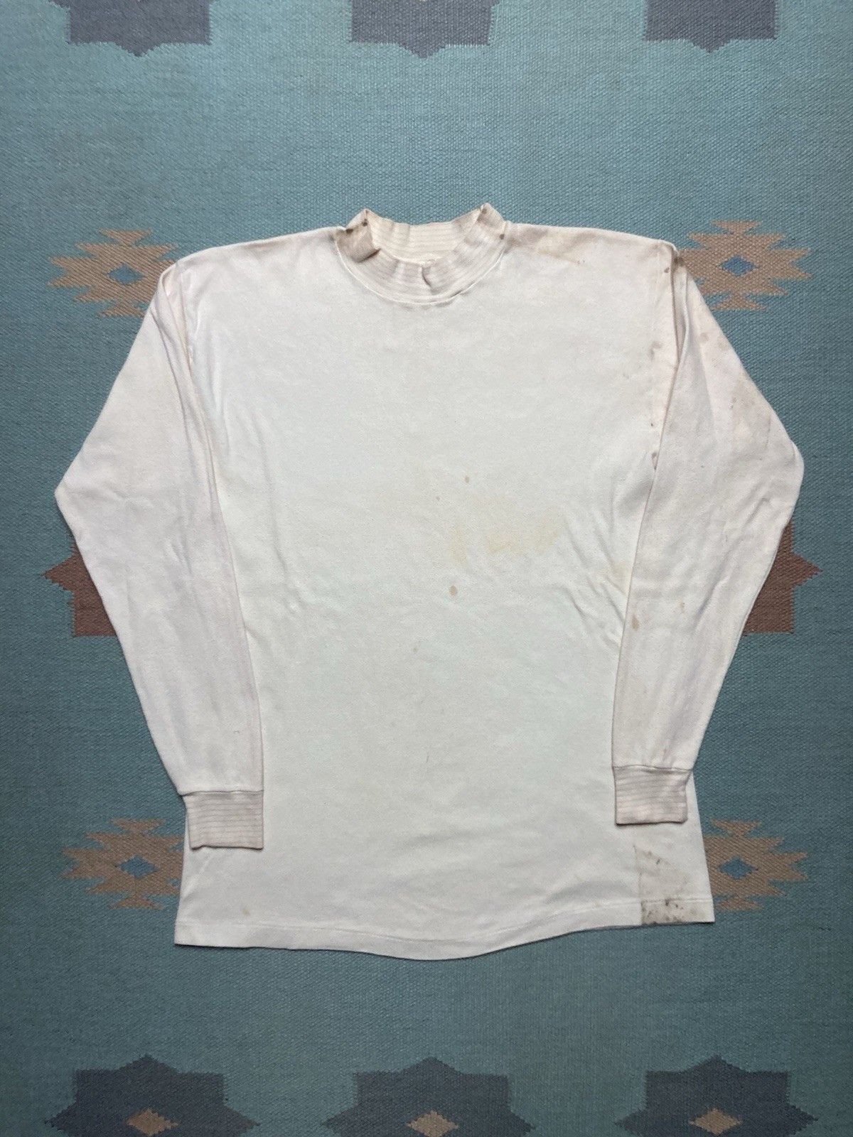 Vintage 1950s t shirt blank white soft cotton stained grunge large Size US L / EU 52-54 / 3 - 1 Thumbnail