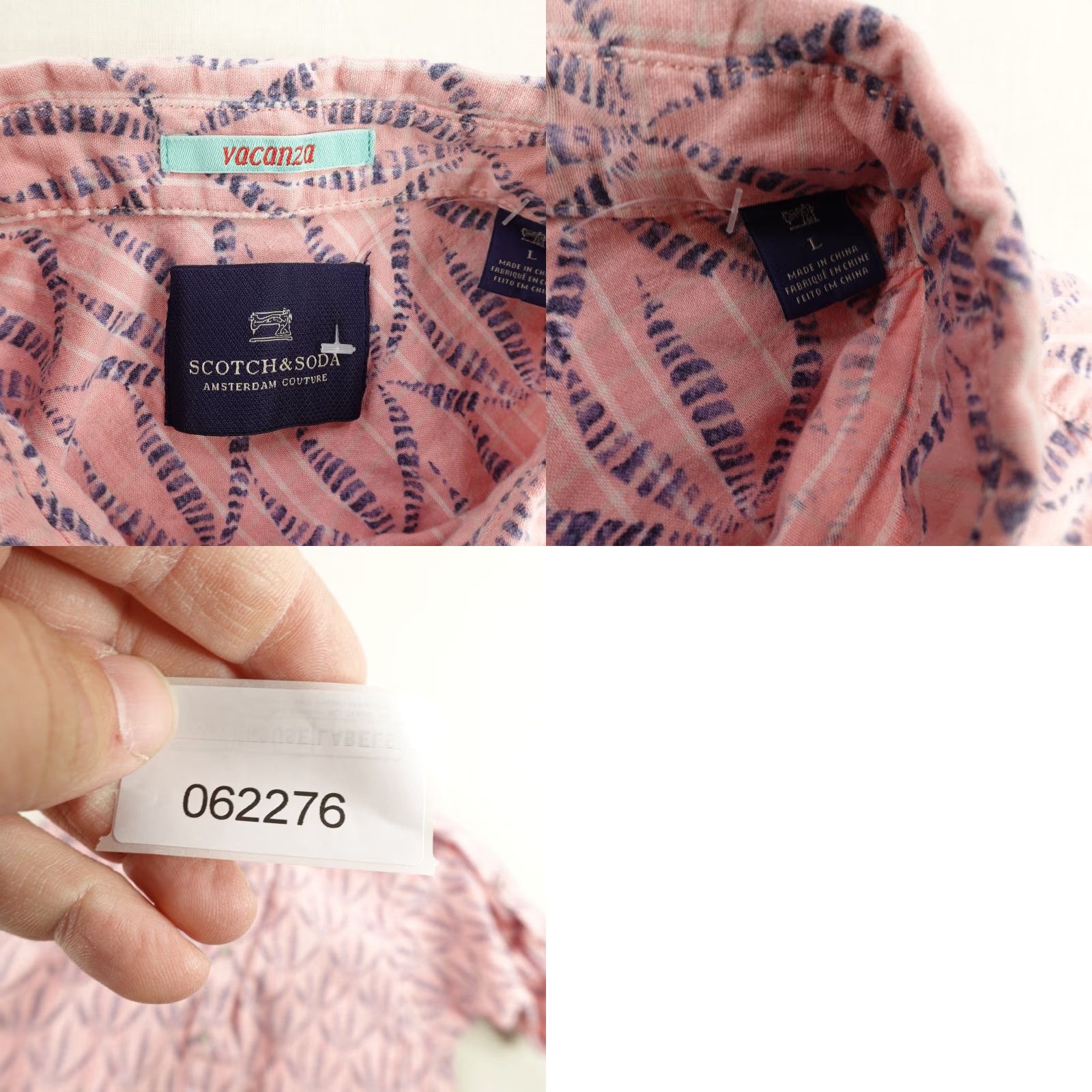 Scotch & Soda VINTAGE Scotch & Soda Shirt Men Large Pink Abstract Geometric Short Sleeve Summer Button-Up Outdoor Size US L / EU 52-54 / 3 - 8 Thumbnail