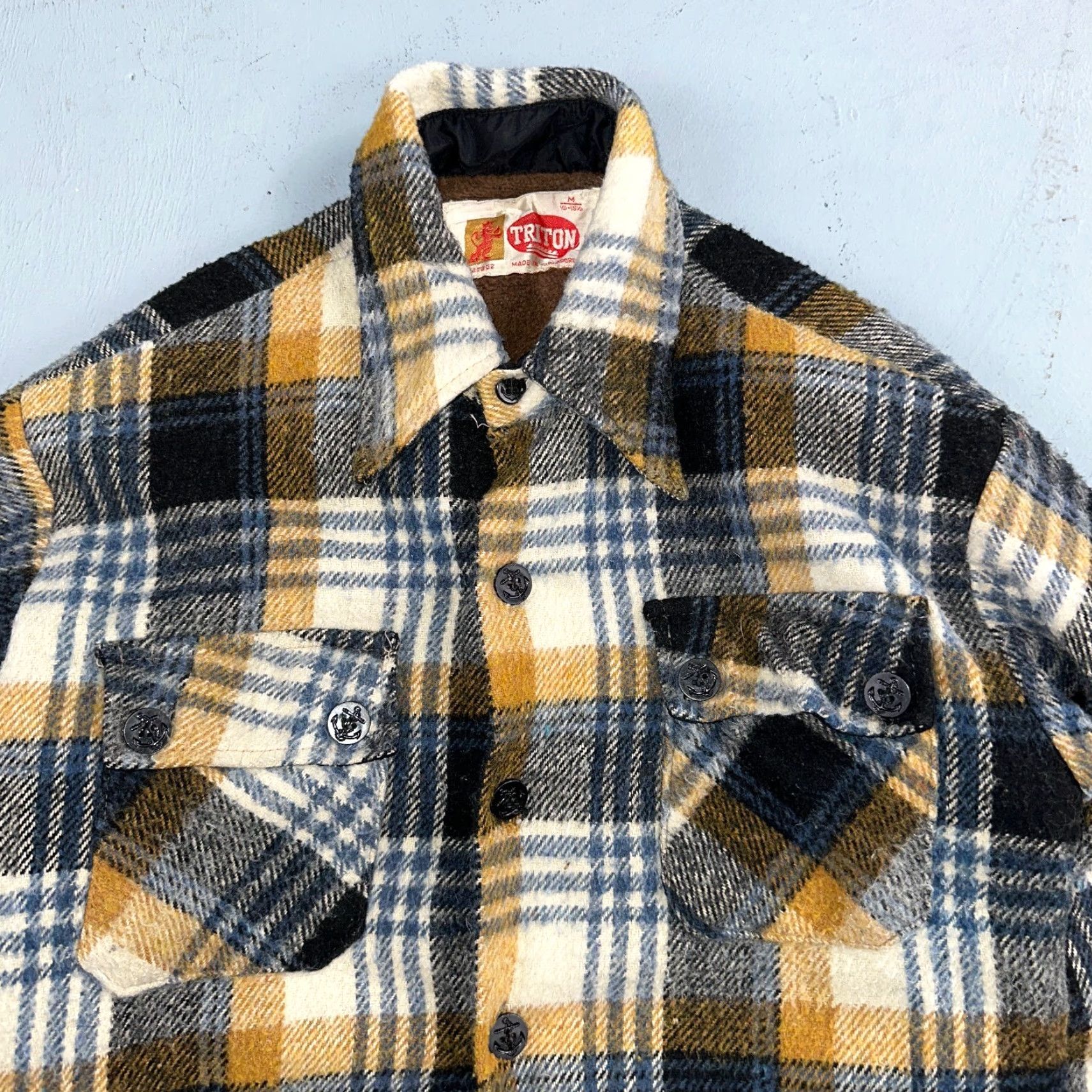 Vintage VINTAGE Triton Sportswear Mens Black Plaid Wool Tartan Work Jacket 70s Navy USN M Wool Blend Casual Vintage Look Womens? Size US M / EU 48-50 / 2 - 5 Thumbnail