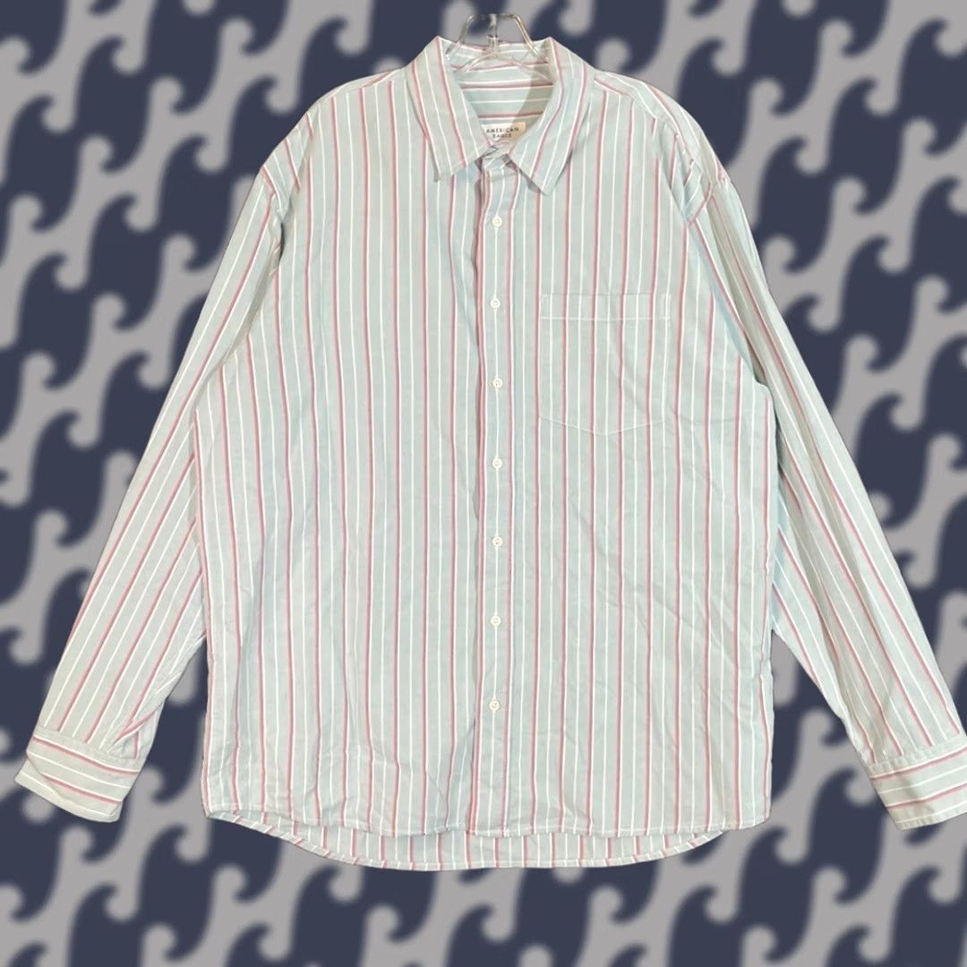 American Eagle Outfitters American Eagle Outfitters Sage Green Striped Button Down Shirt Relaxed Fit Men Size L Tall Blue Shirt Men L Tall Size US L / EU 52-54 / 3 - 1 Thumbnail