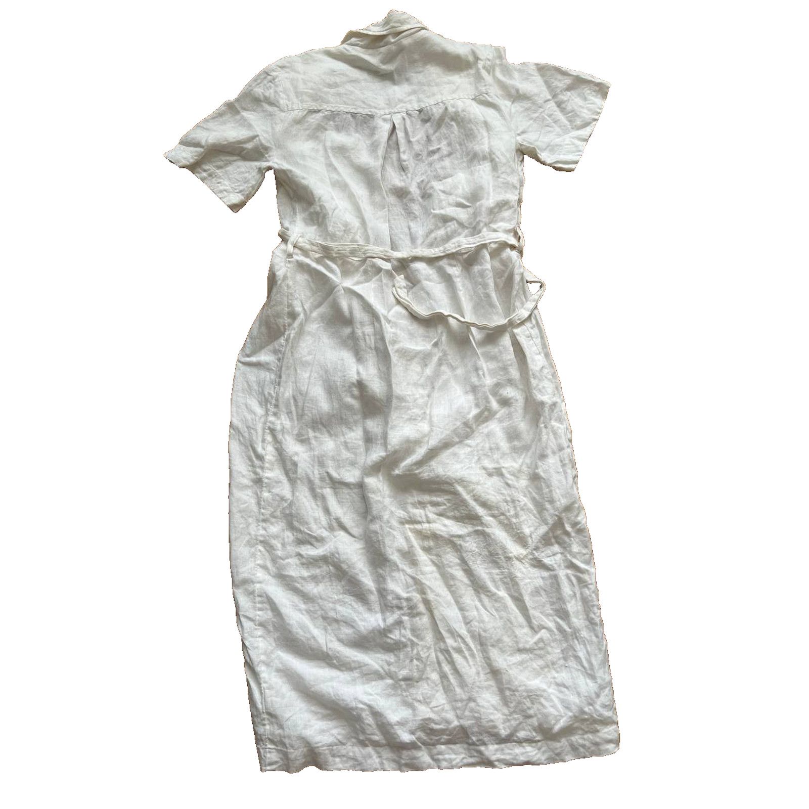 Free People Free People Short Sleeve Linen Midi Dress White S A003146 Size S / US 4 / IT 40 - 7 Thumbnail