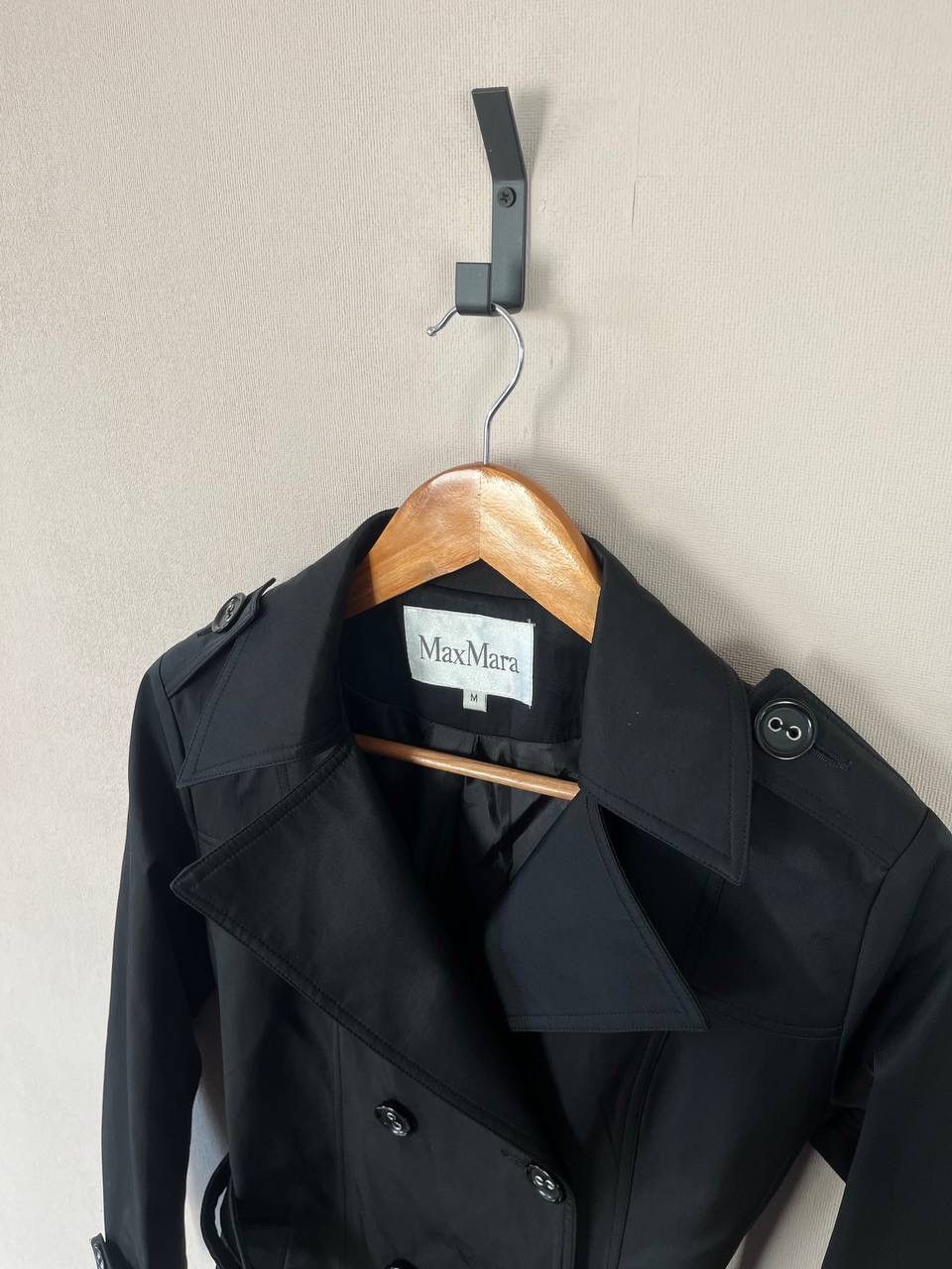 Max Mara MaxMara Women's Black Belted Double-Breasted Trench Coat Size M / US 6-8 / IT 42-44 - 6 Thumbnail