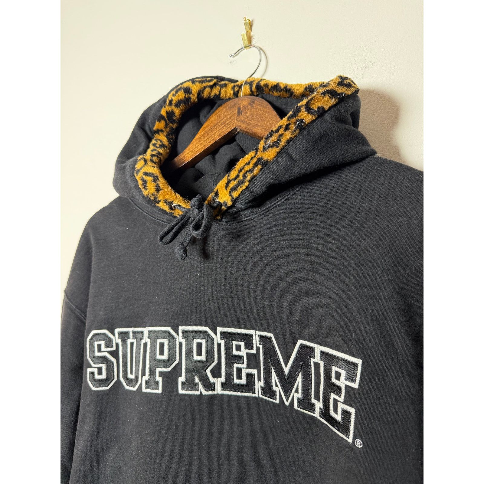 Supreme Supreme Leopard Trim Hooded Sweatshirt | Grailed