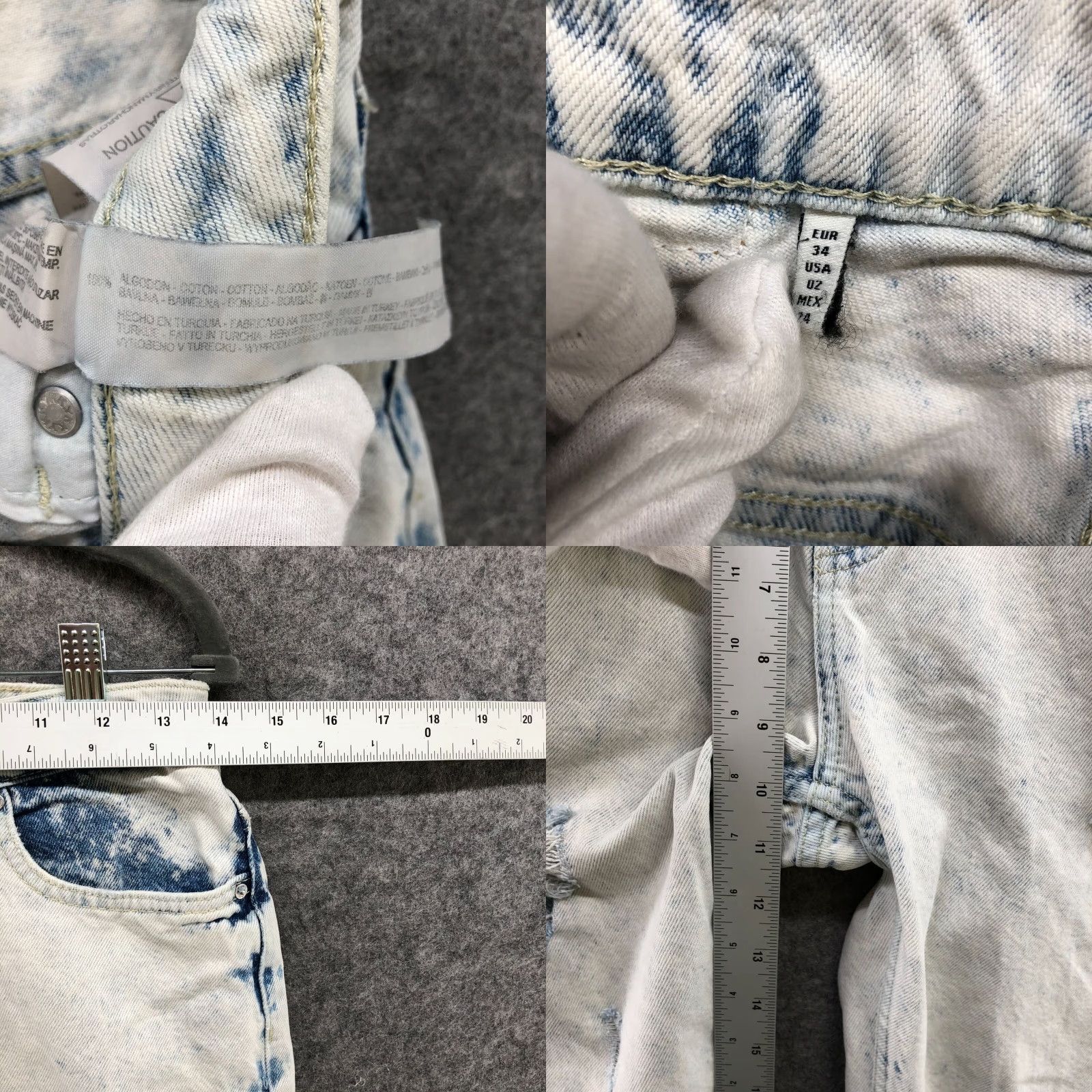 Zara Zara Jeans Womens 2 Relaxed Straight Distressed Boyfriend Light Stone Wash Blue 100% Cotton Zip Fly Mid Rise 5-Pocket Denim Pants Size 26" / US 2 / IT 38 - 8 Thumbnail
