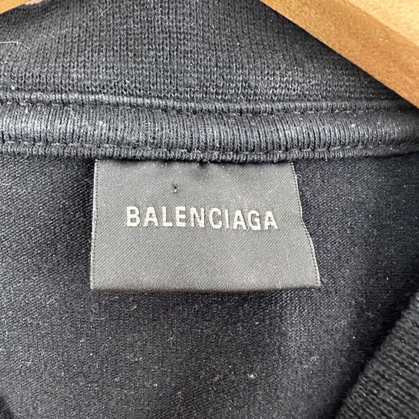 Balenciaga Balenciaga Women's Cropped Black Logo Print Short Sleeve K12 Size US S / EU 44-46 / 1 - 4 Thumbnail