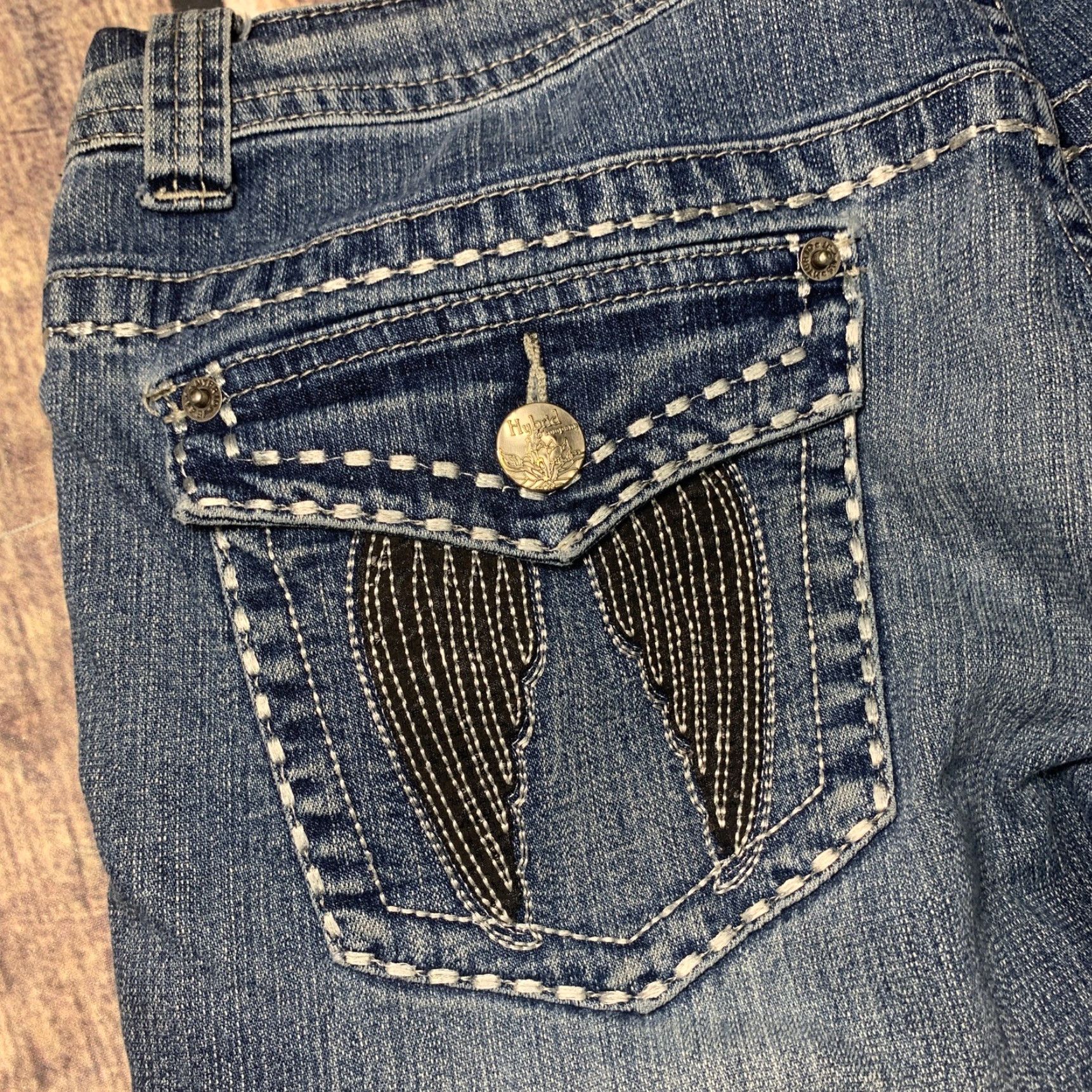 Denime Hybrid & Company Jeans Denim Low Rise Bootcut 32 x 30 1/2 Blue Size 9 Womens Size 30" / US 8 / IT 44 - 6 Thumbnail