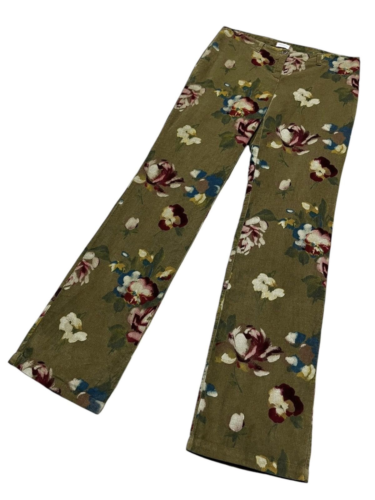MAX&Co. ❤️Vintage MAX & CO ACTIVE Floral Design Cotton Velvet Pants Size 29" - 3 Thumbnail
