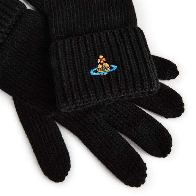 Vivienne Westwood o1y0525 Size : L/XL / Logo Wool Gloves in Black Size ONE SIZE - 3 Thumbnail